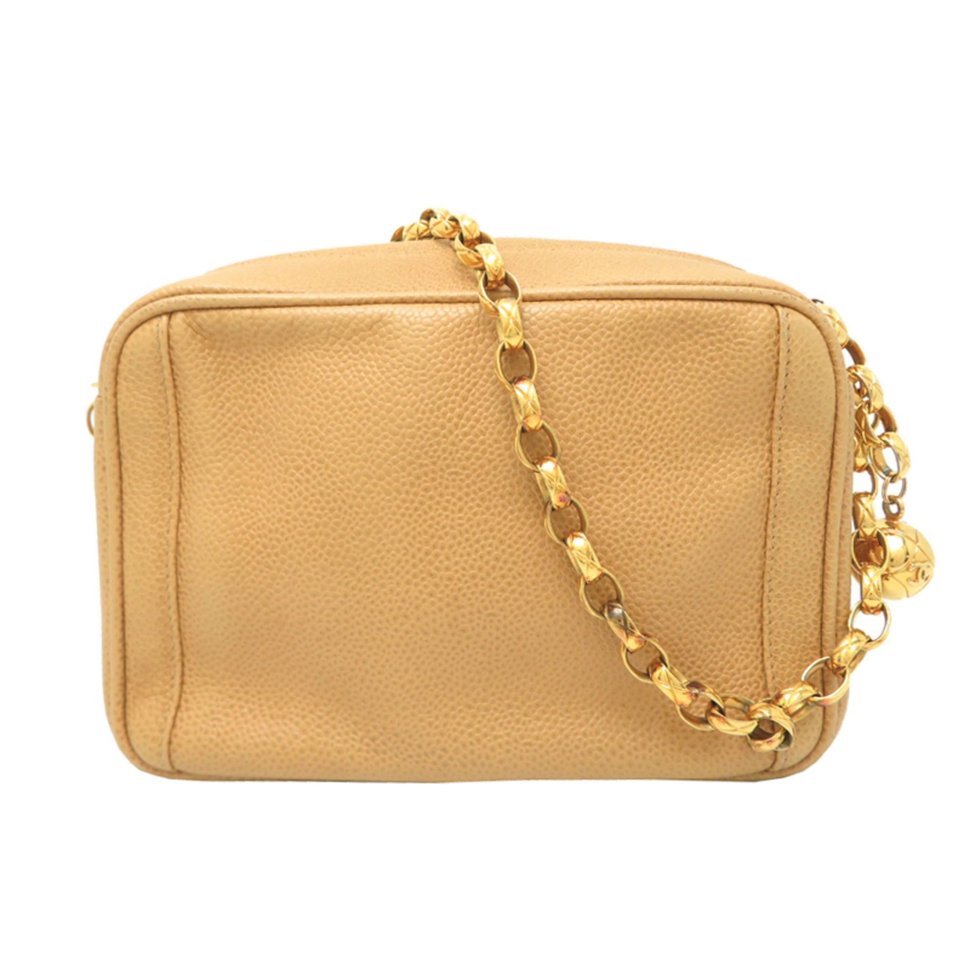 Chanel Beige Grained Calfskin Shoulder Bag (Pre-Owned)