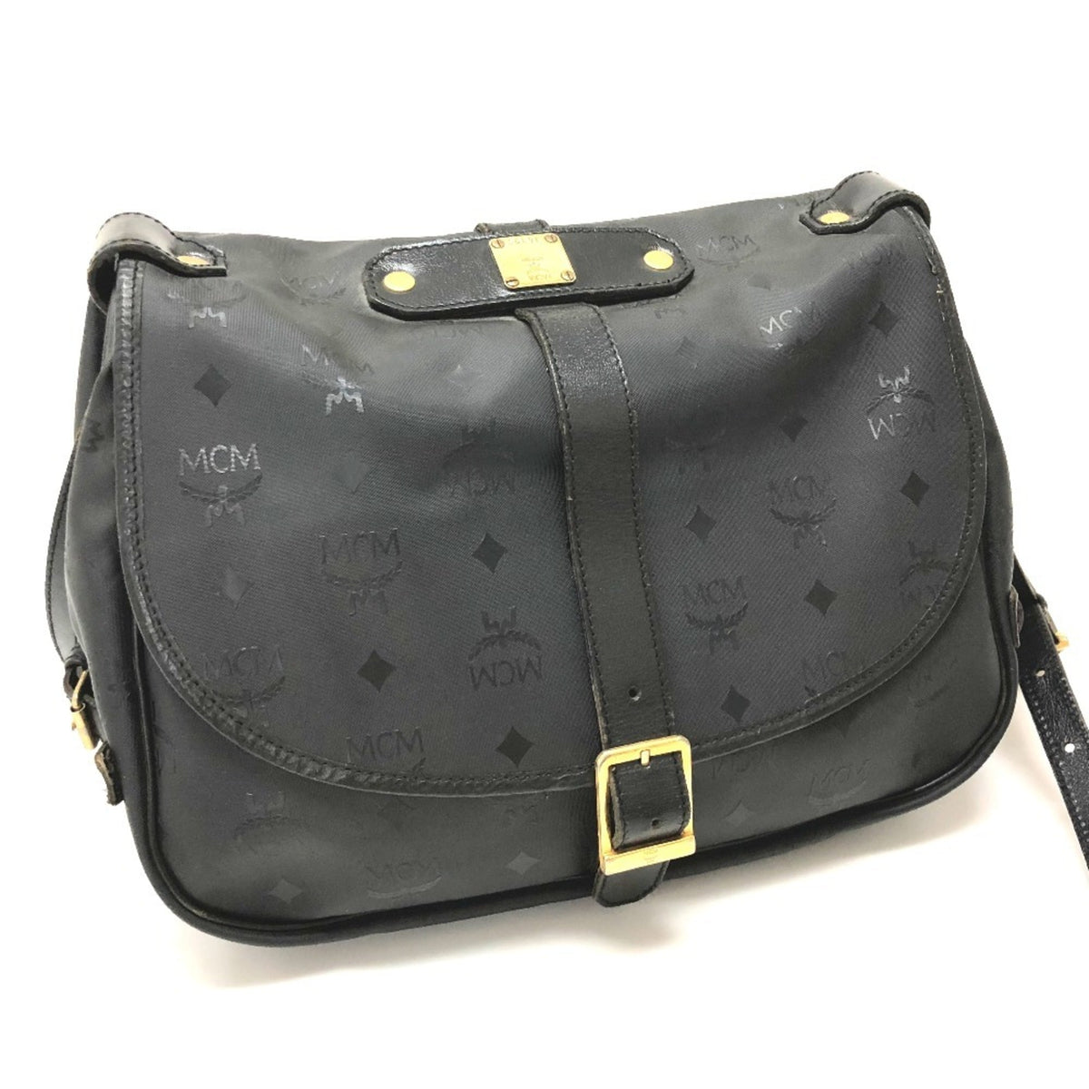 Mcm Black Pvc Leather Messenger Bag Shoulder Bag (Pre-Owned)