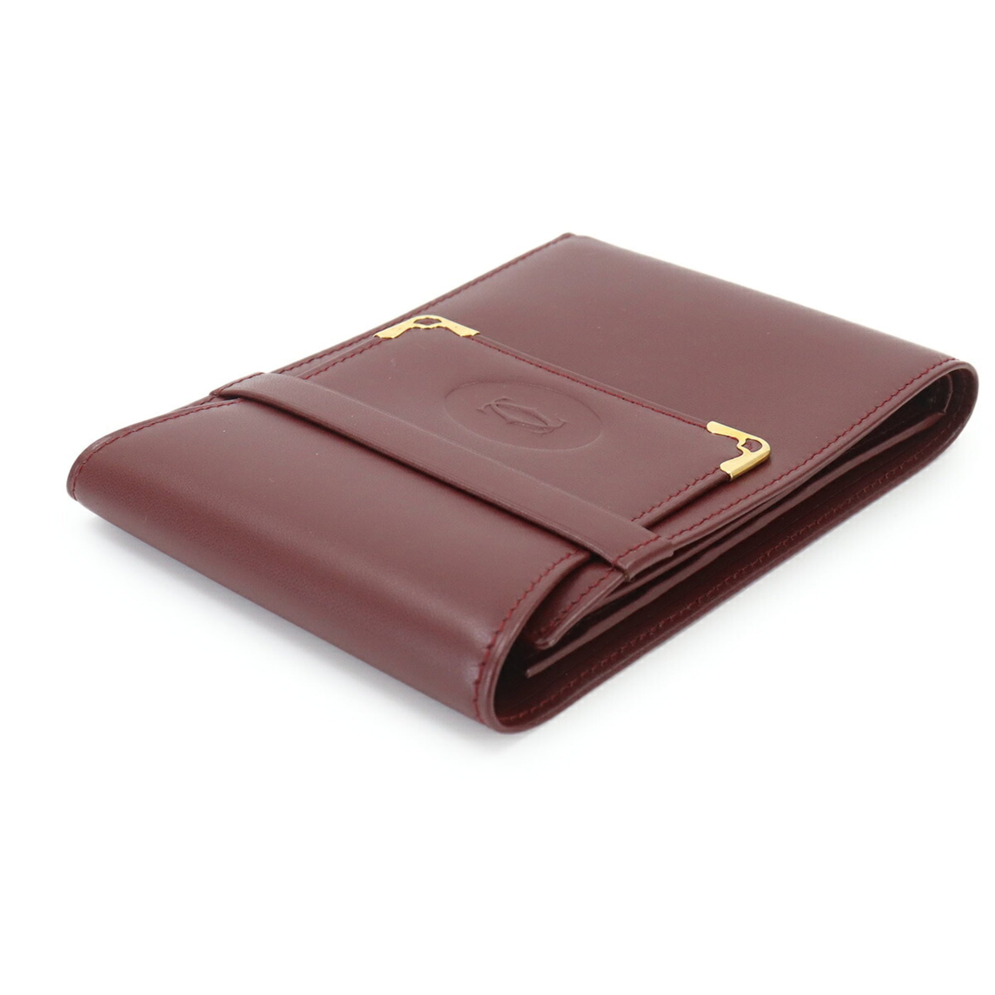 Cartier Bordeaux Leather Bill Wallet (Tri-Fold) (Pre-Owned)
