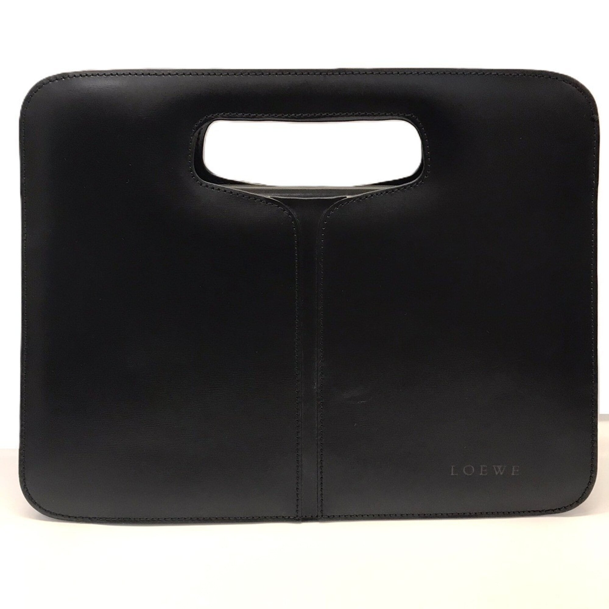 Loewe Black Leather Clutch Bag Handbag (Pre-Owned)