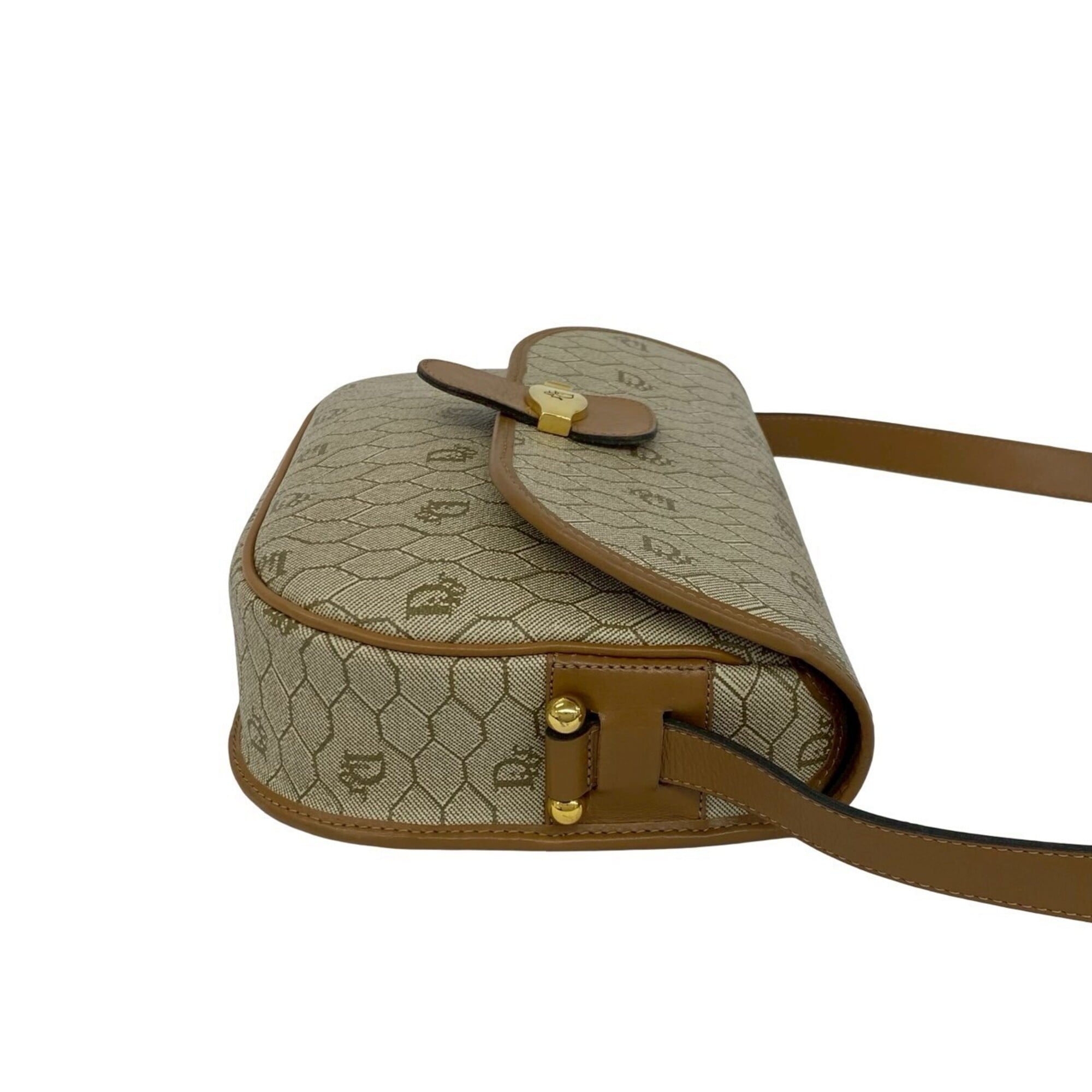 Christian Dior Beige Brown Leather Pvc Pochette Shoulder Bag (Pre-Owned)