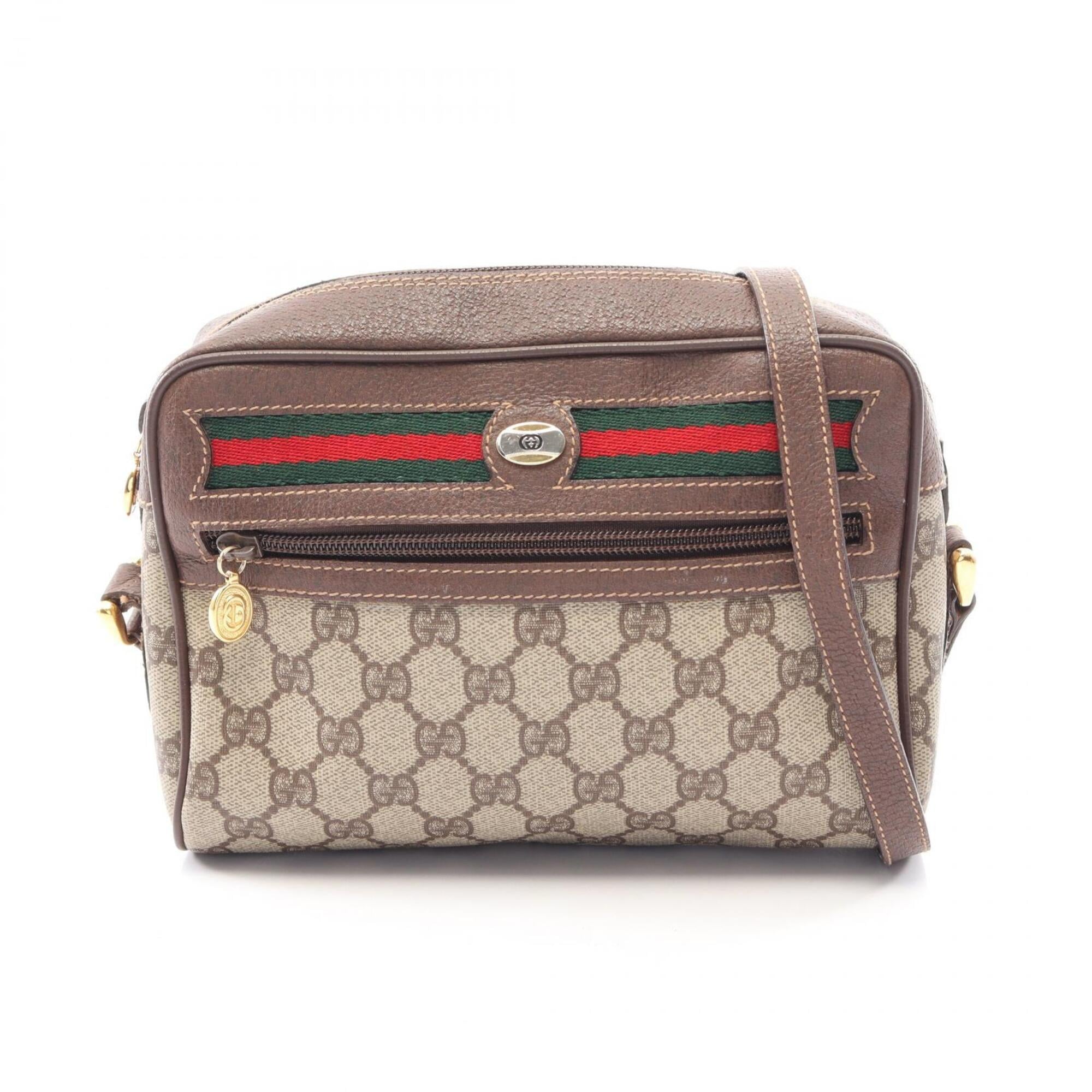Gucci Beige Brown Multi-Color Pvc Coated Canvas Leather Handbag Shoulder Bag (Pre-Owned)