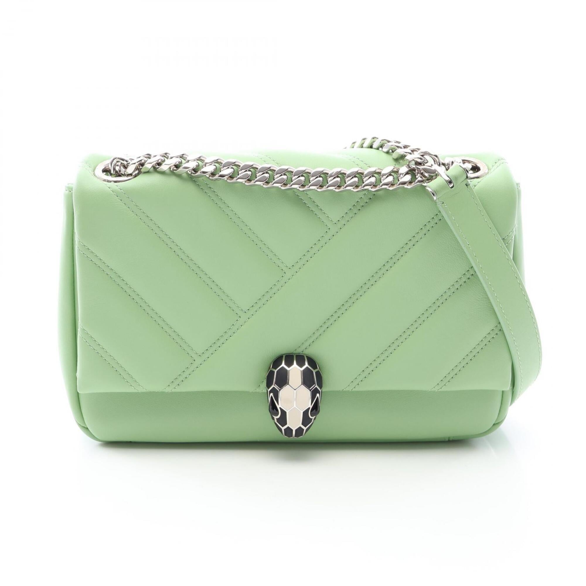 Bvlgari Green Leather Handbag Shoulder Bag (Pre-Owned)