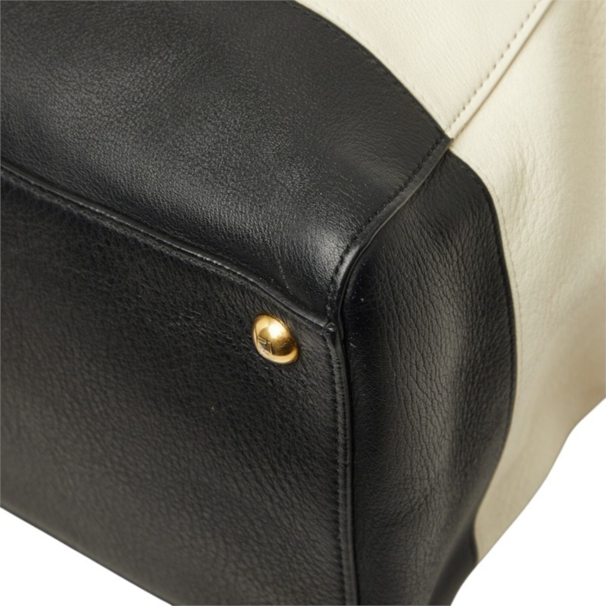 Fendi Black Gray White Yellow Leather Handbag Shoulder Bag (Pre-Owned)