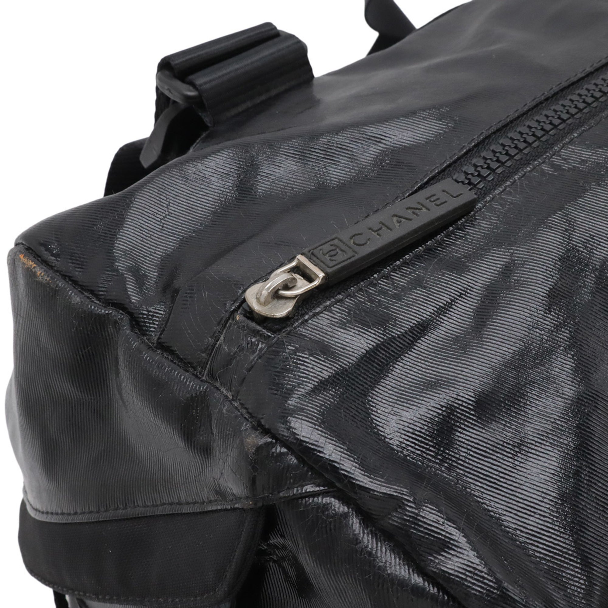 Chanel Sport Black Coated Canvas Boston Bag Handbag Shoulder Bag (Pre-Owned)
