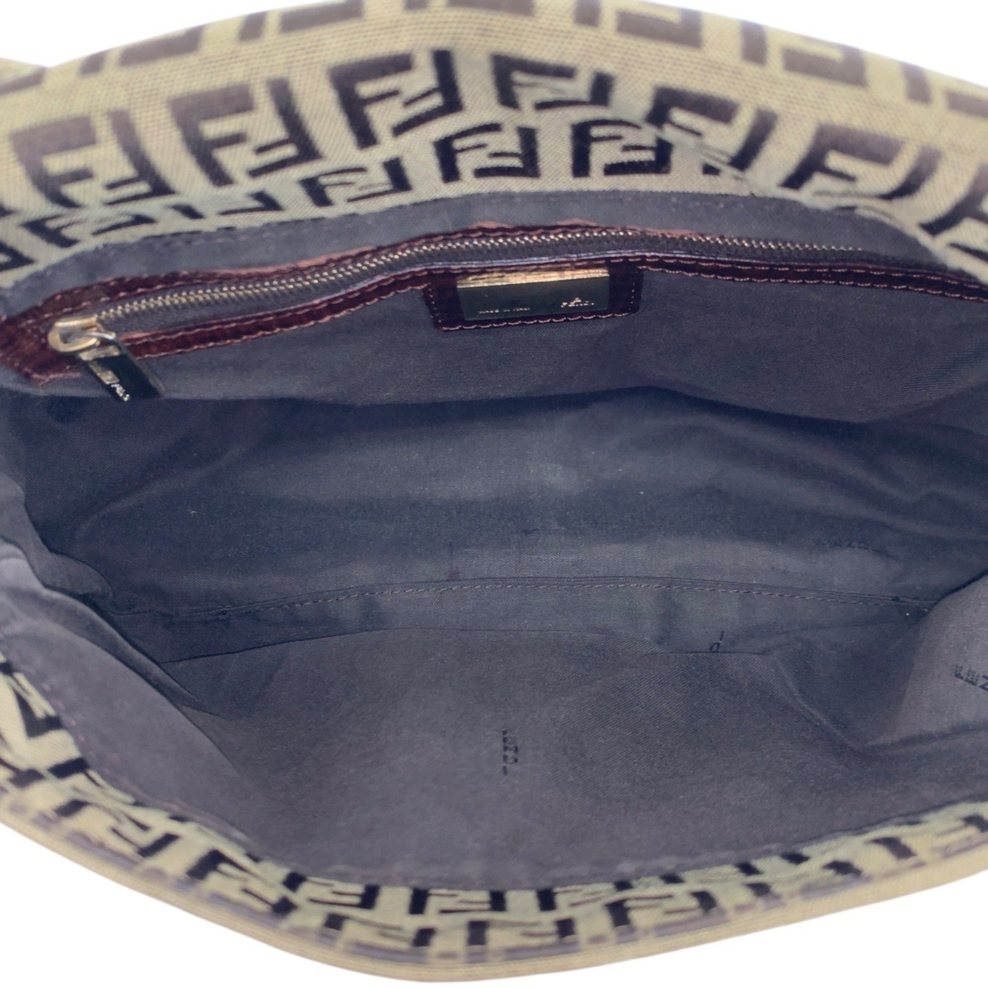 Fendi Brown Canvas Leather Handbag Shoulder Bag (Pre-Owned)