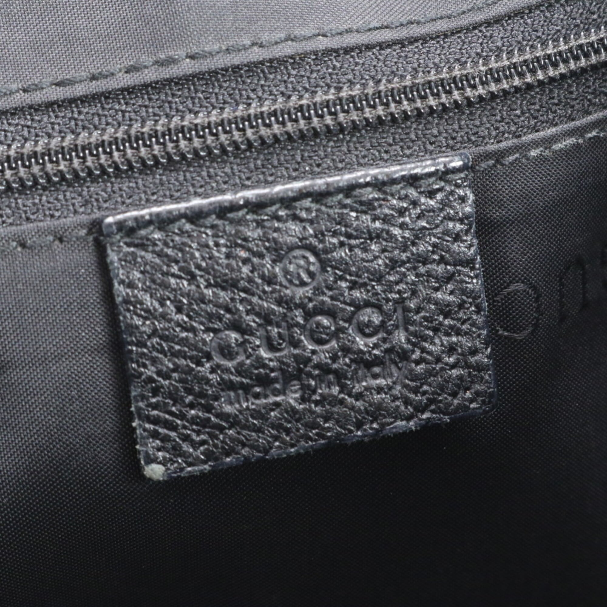 Gucci Black Leather Nylon Handbag Shoulder Bag Tote Bag (Pre-Owned)