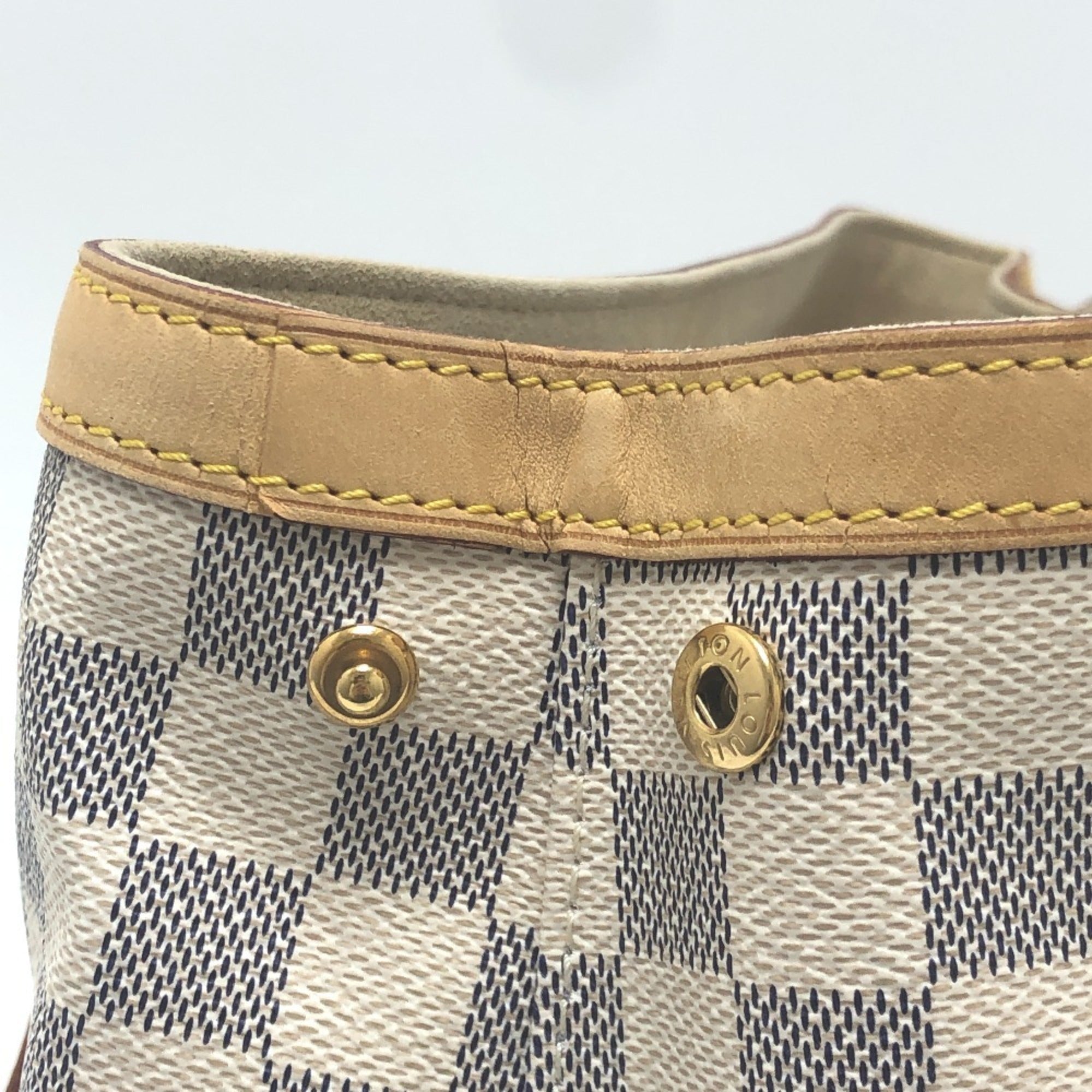 Louis Vuitton White Damier Azur Canvas Handbag Tote Bag (Pre-Owned)