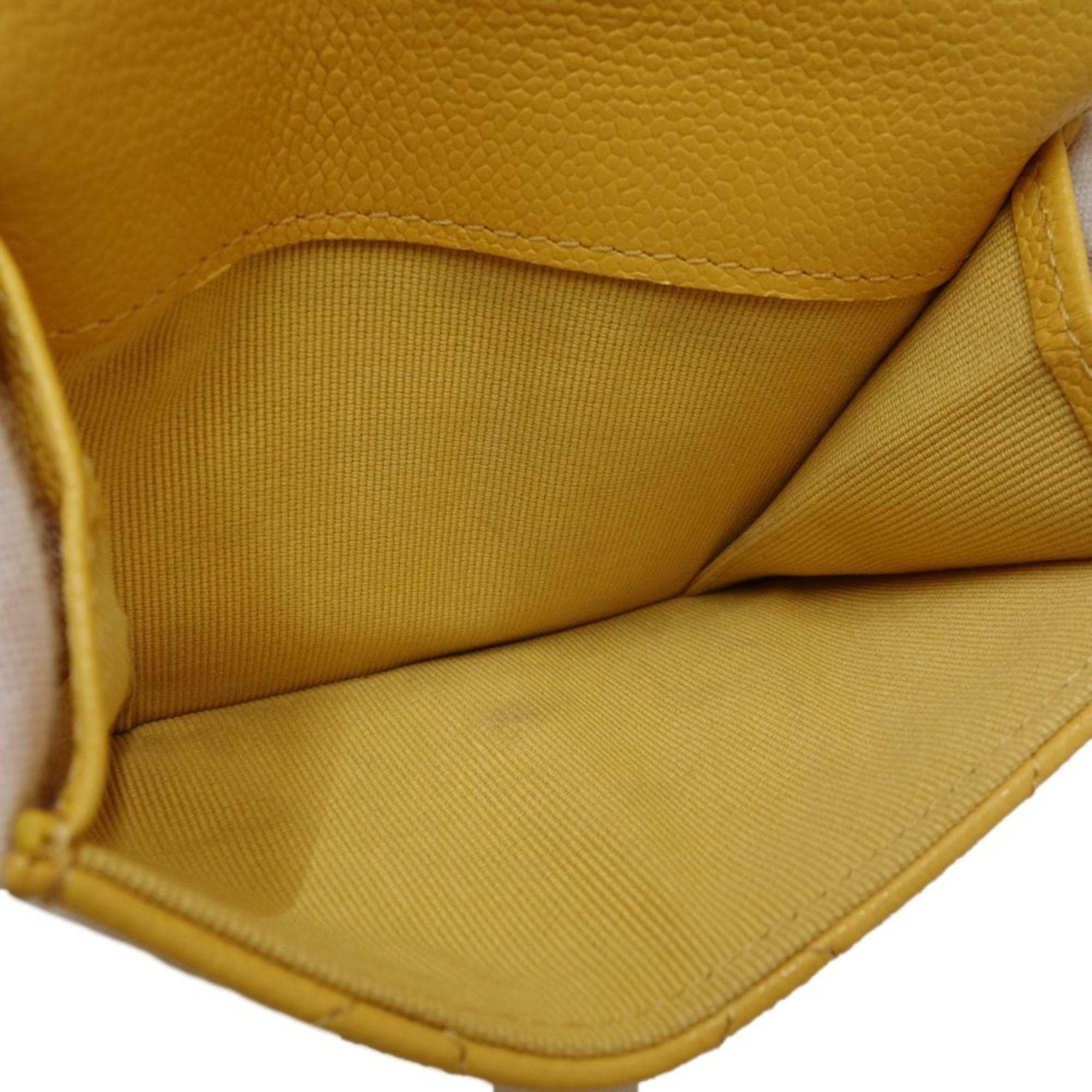 Chanel Yellow Grained Calfskin Wallet (Tri-Fold) (Pre-Owned)