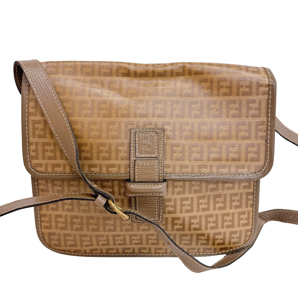 Fendi Beige Pvc Pochette Shoulder Bag (Pre-Owned)