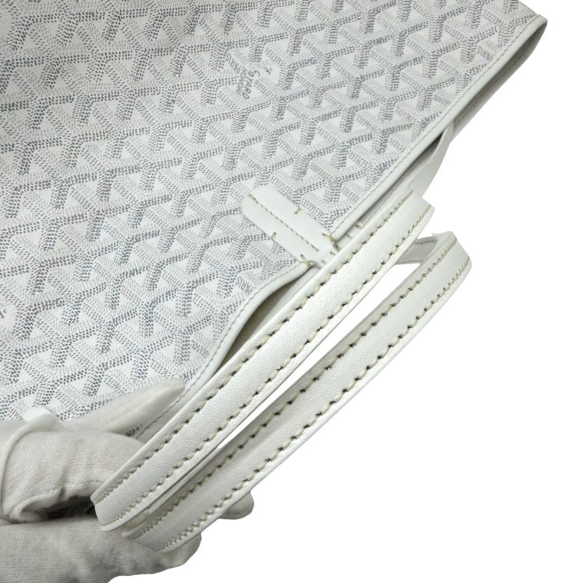 Goyard White Coated Canvas Leather Shoulder Bag Tote Bag (Pre-Owned)