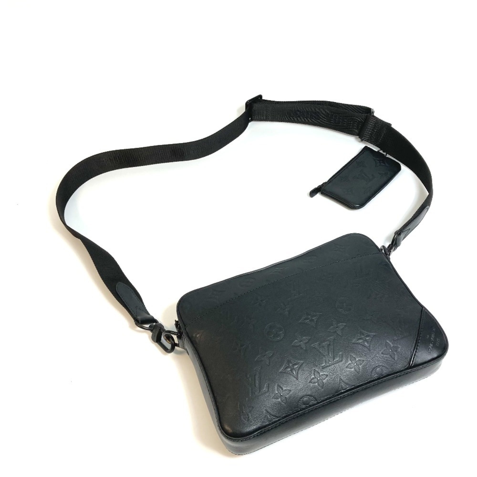 Louis Vuitton Black Monogram Shadow Shoulder Bag Sling Bag (Pre-Owned)