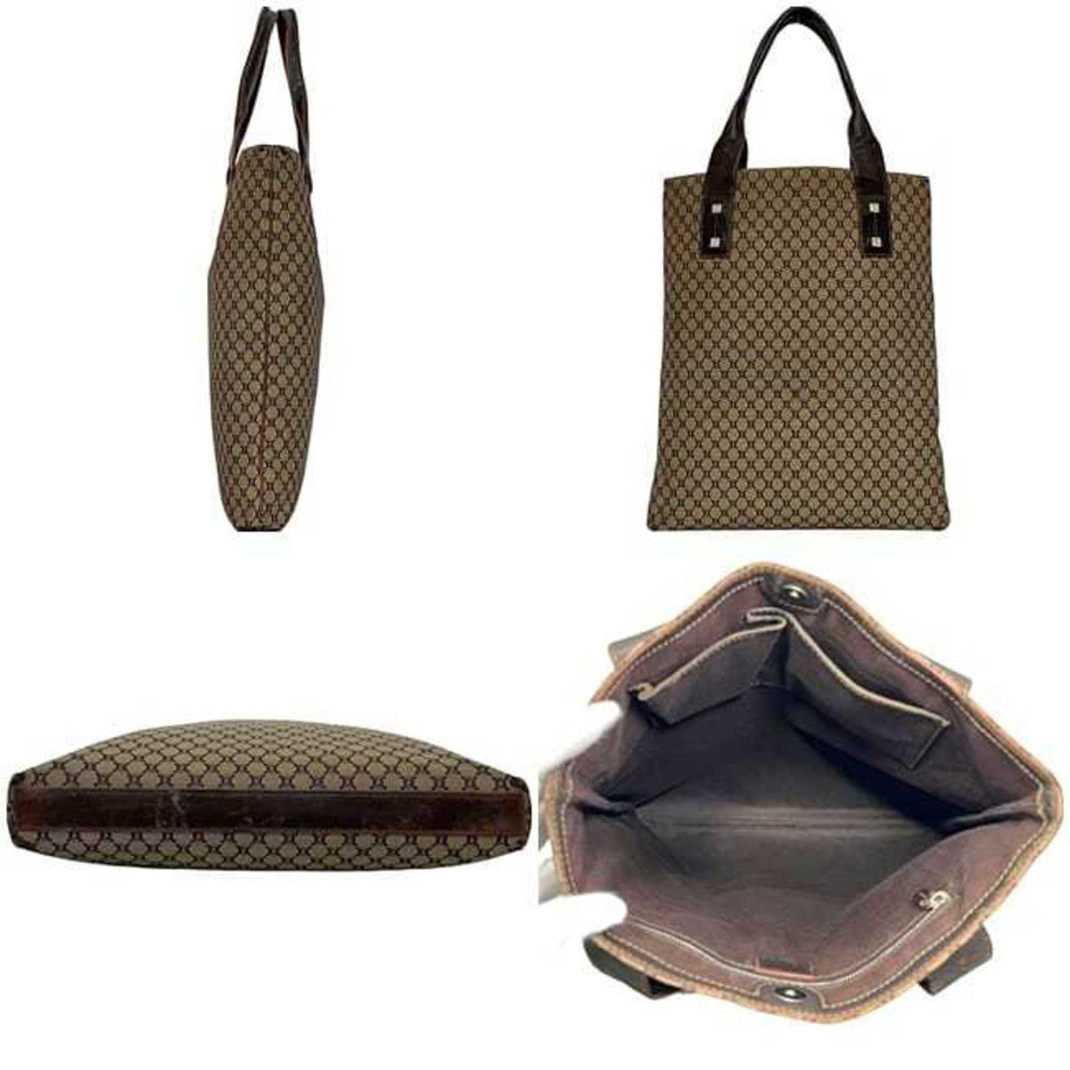 Celine Beige Brown Nylon Leather Tote Bag (Pre-Owned)