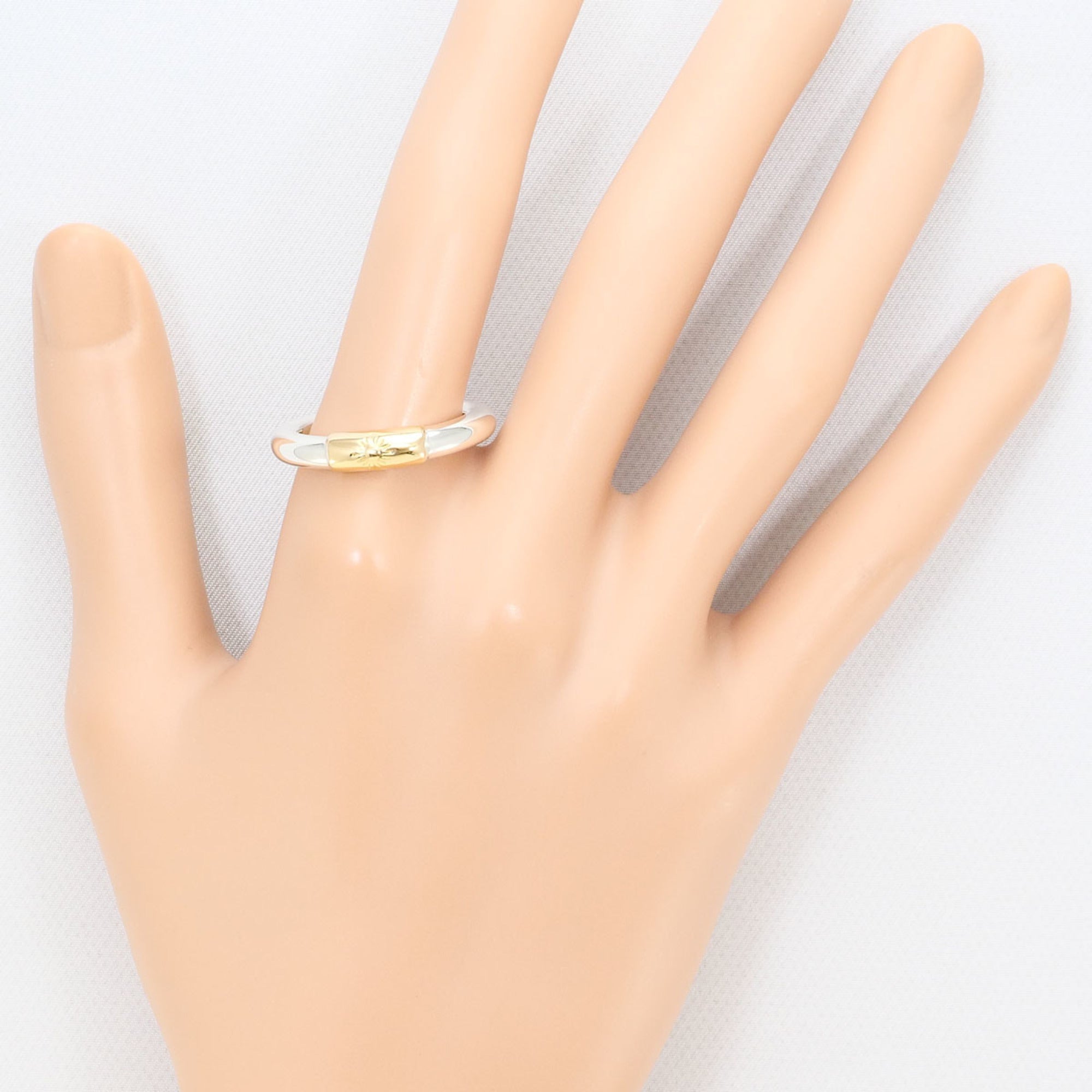 Unbranded Silver Yellow Gold Yellow Gold (18K) Silver Band Ring (Pre-Owned)