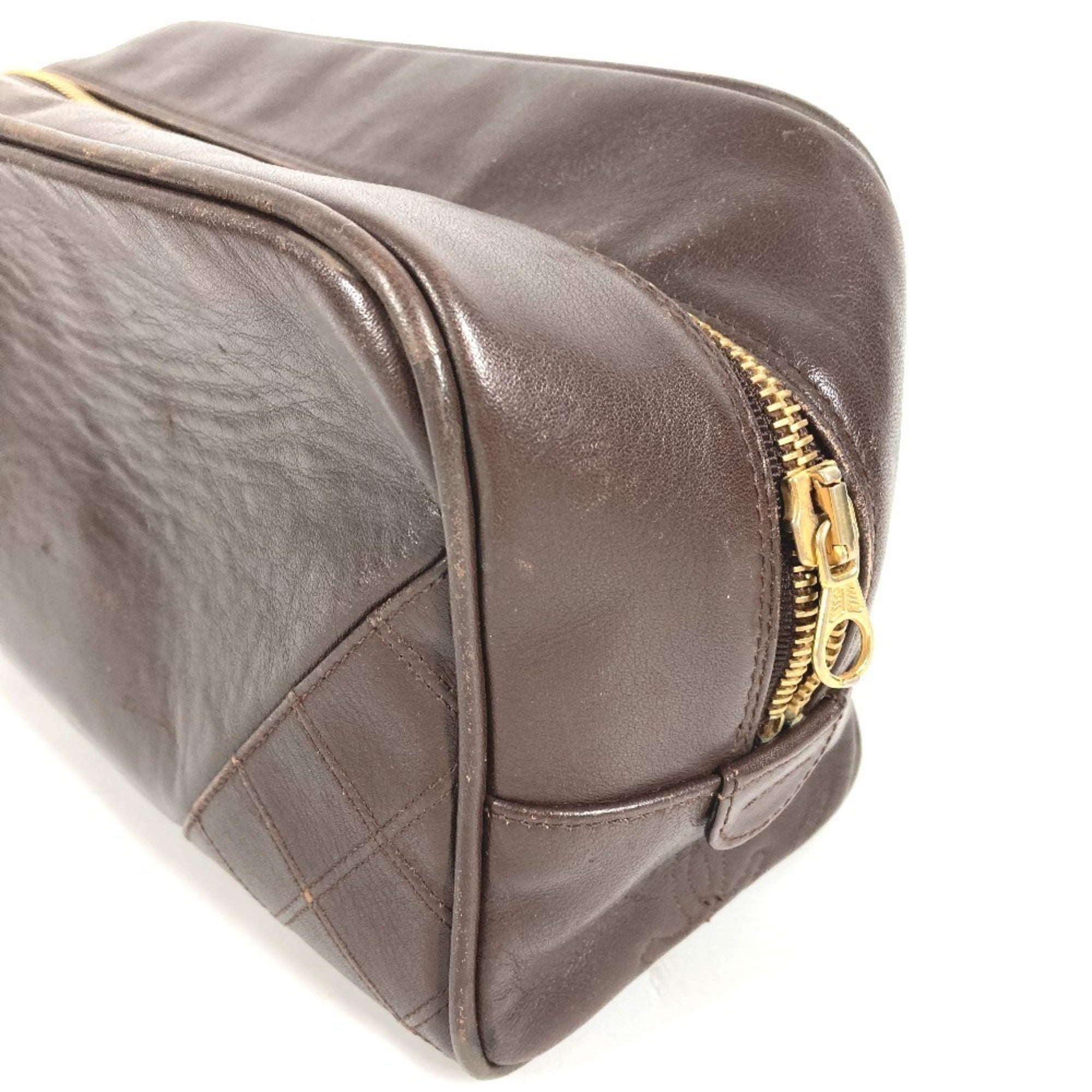 Chanel Brown Leather Clutch Bag Handbag Pouch (Pre-Owned)