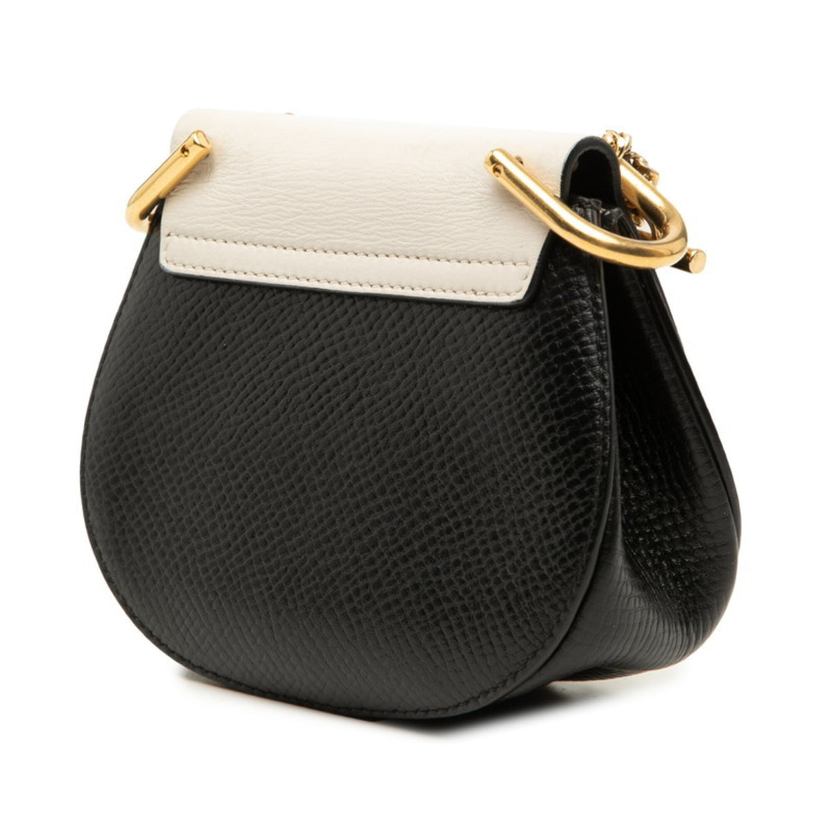 Chloé Drew Black White Leather Shoulder Bag (Pre-Owned)