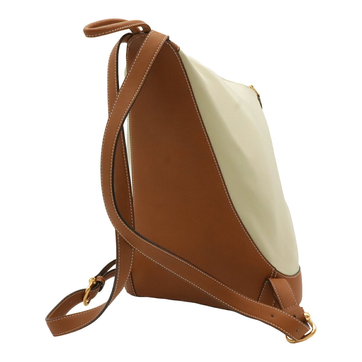 Loewe Beige Brown Canvas Leather Shoulder Bag Sling Bag (Pre-Owned)