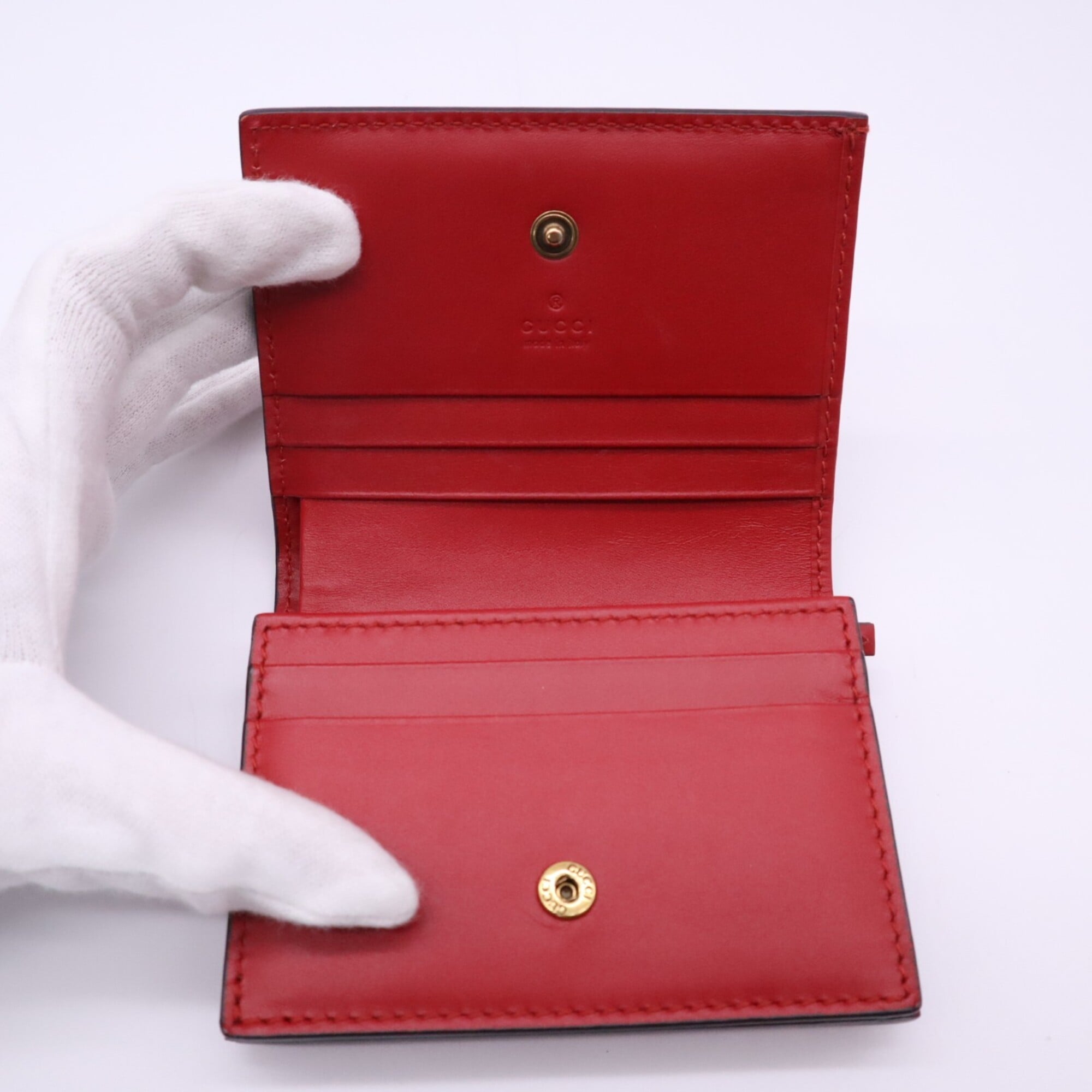 Gucci Gg Supreme Green Red Color Leather Wallet (Bi-Fold) (Pre-Owned)