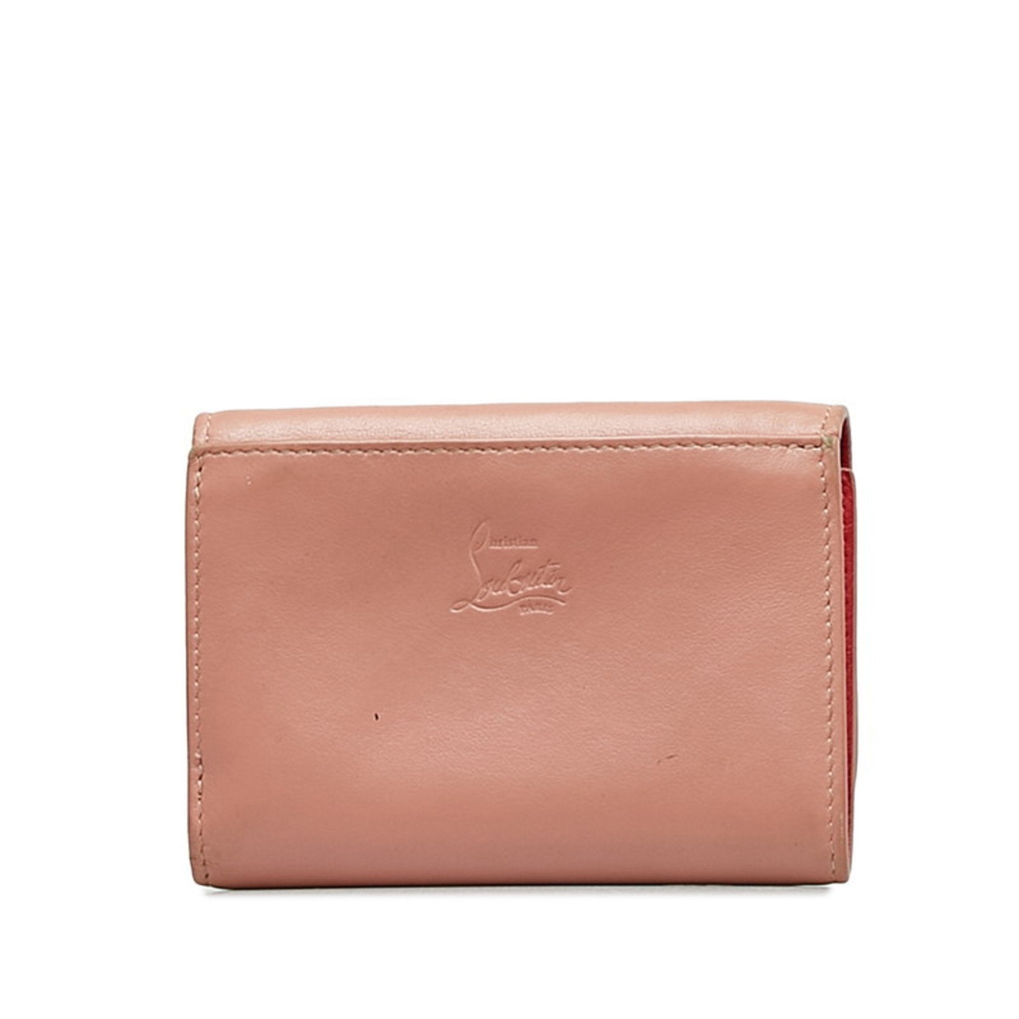 Christian Louboutin Gold Pink Leather Wallet (Tri-Fold) (Pre-Owned)