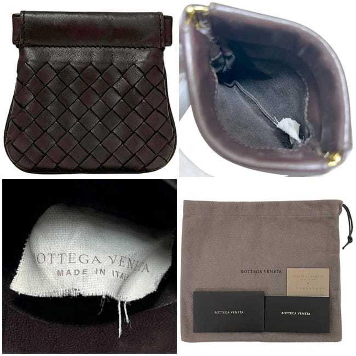 Bottega Veneta Intrecciato Brown Leather Coin Purse/Coin Case (Pre-Owned)