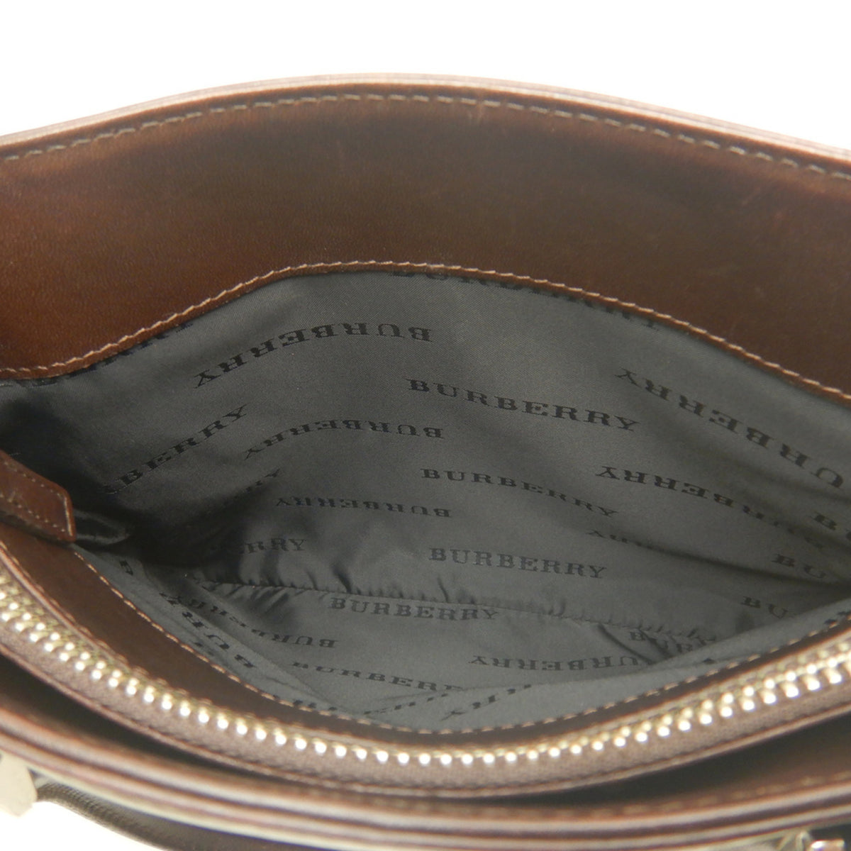Burberry Beige Brown Canvas Leather Handbag (Pre-Owned)