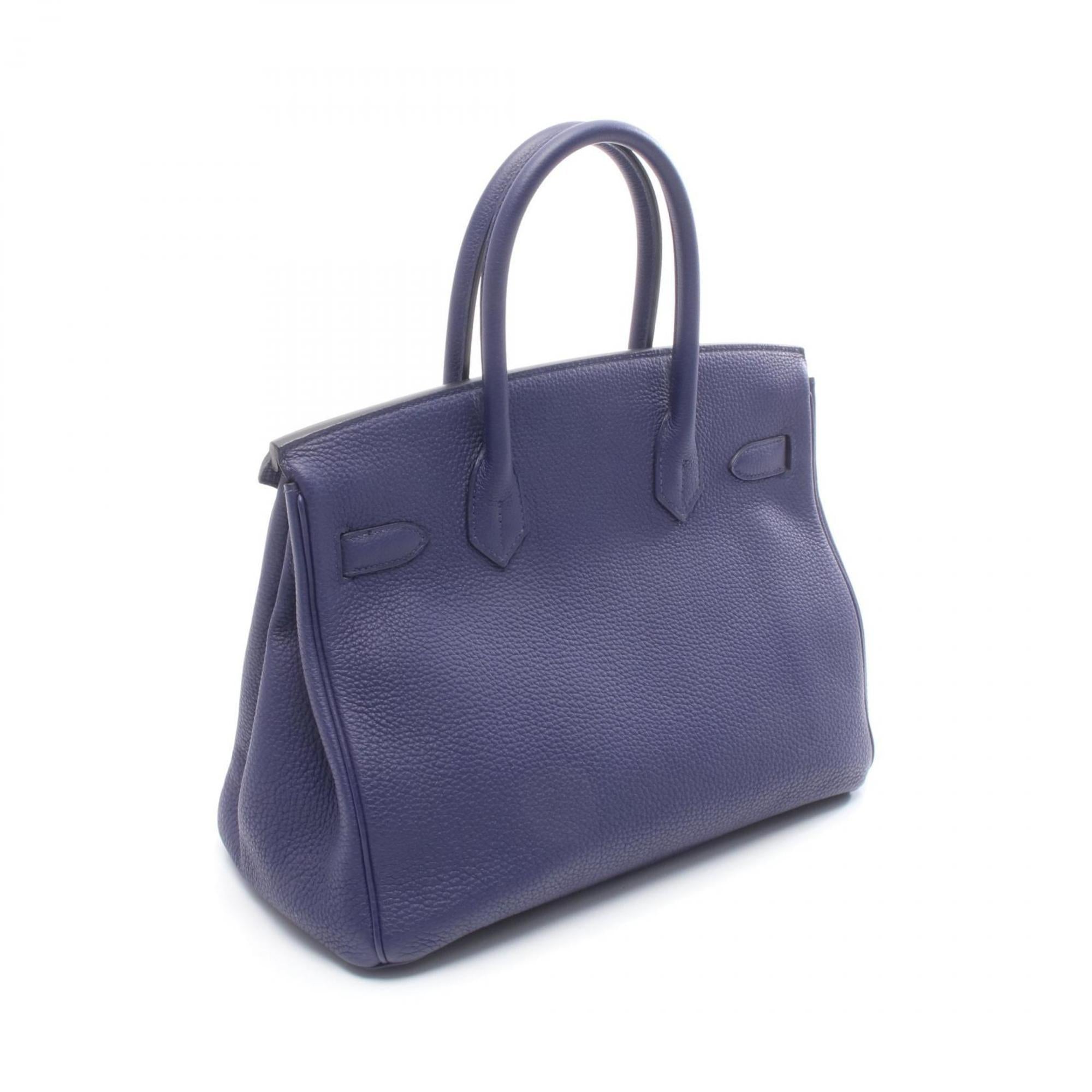 Hermes Blue Bordeaux Leather Handbag (Pre-Owned)