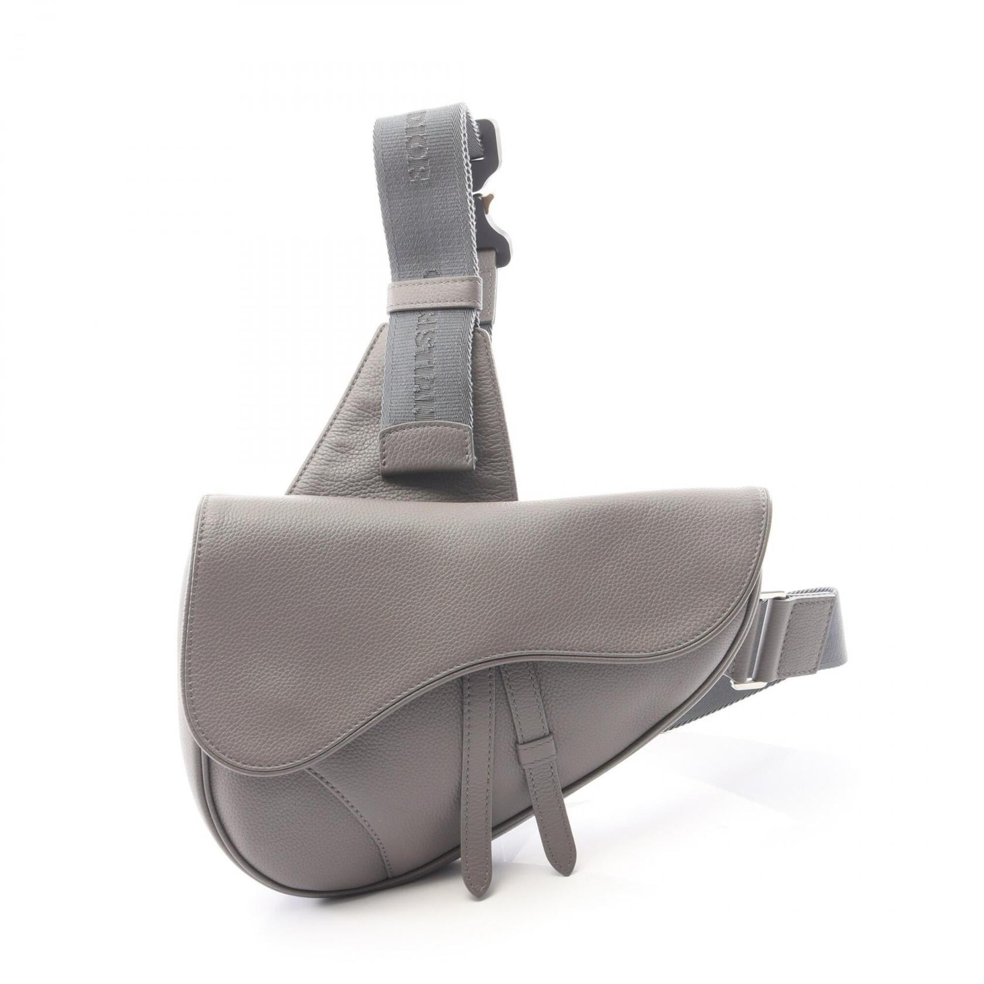 Christian Dior Gray Leather Fanny Pack Saddle Bag (Pre-Owned)