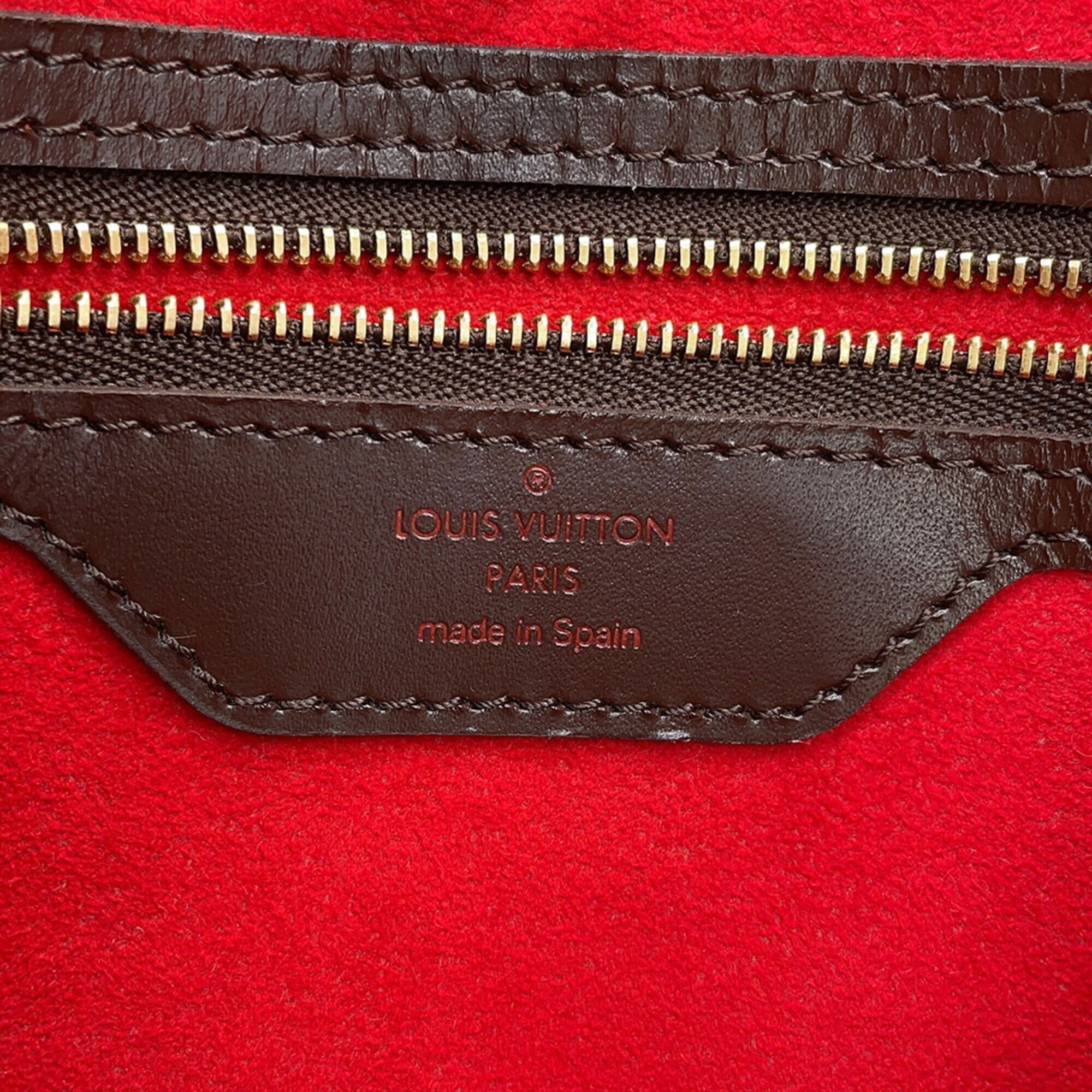 Louis Vuitton Damier Damier Canvas Ebene Red Color Damier Canvas Handbag Shoulder Bag Tote Bag (Pre-Owned)