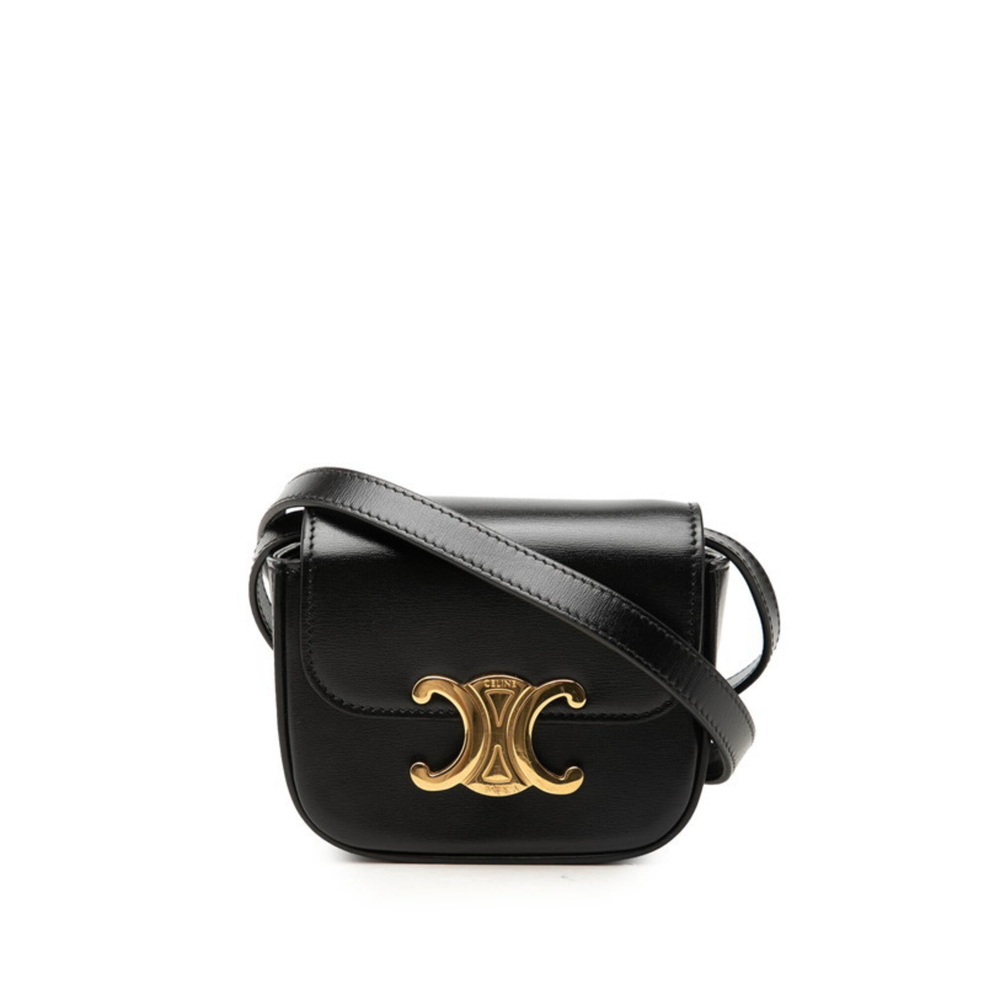 Celine Black Leather Pochette Shoulder Bag (Pre-Owned)