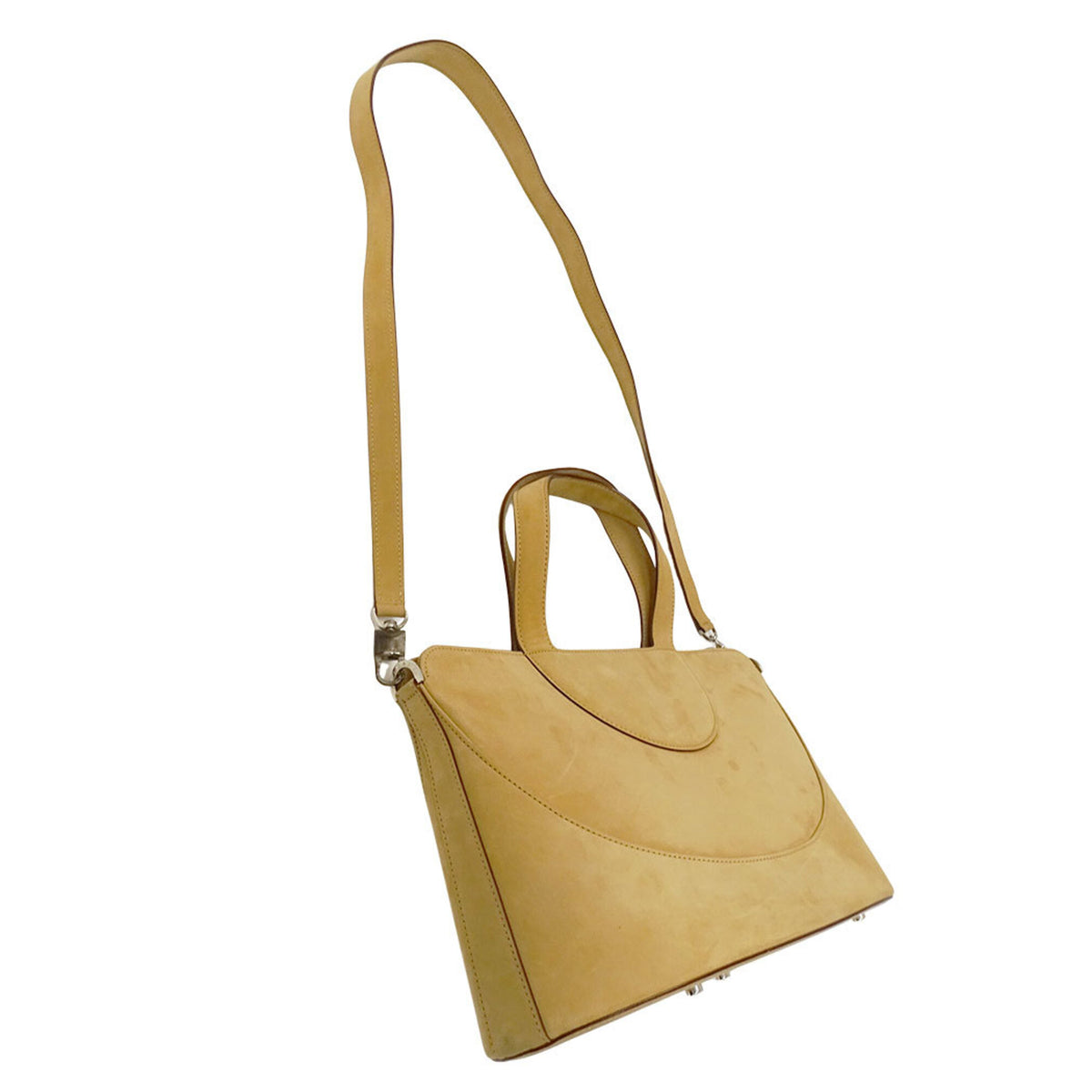 Bvlgari Beige Suede Handbag Shoulder Bag (Pre-Owned)