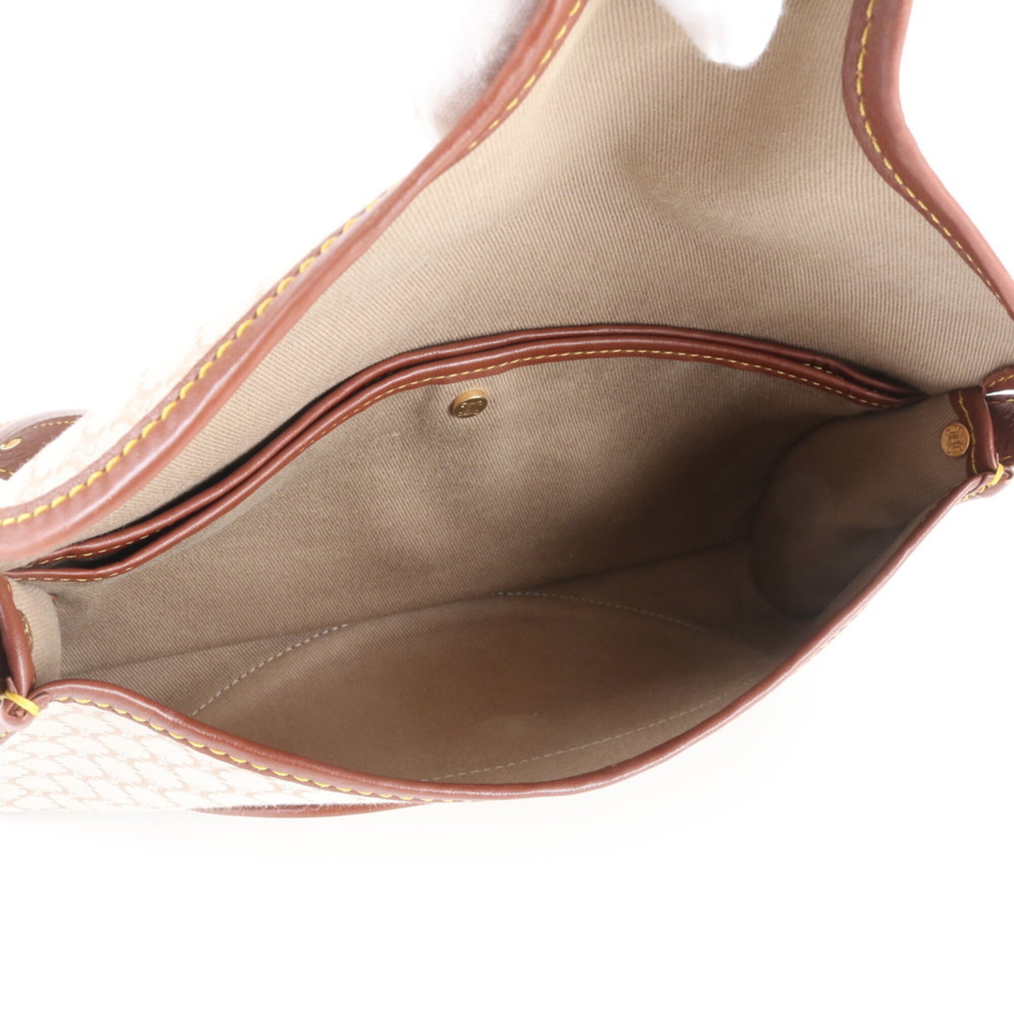 Celine Beige Brown Leather Canvas Handbag Shoulder Bag (Pre-Owned)