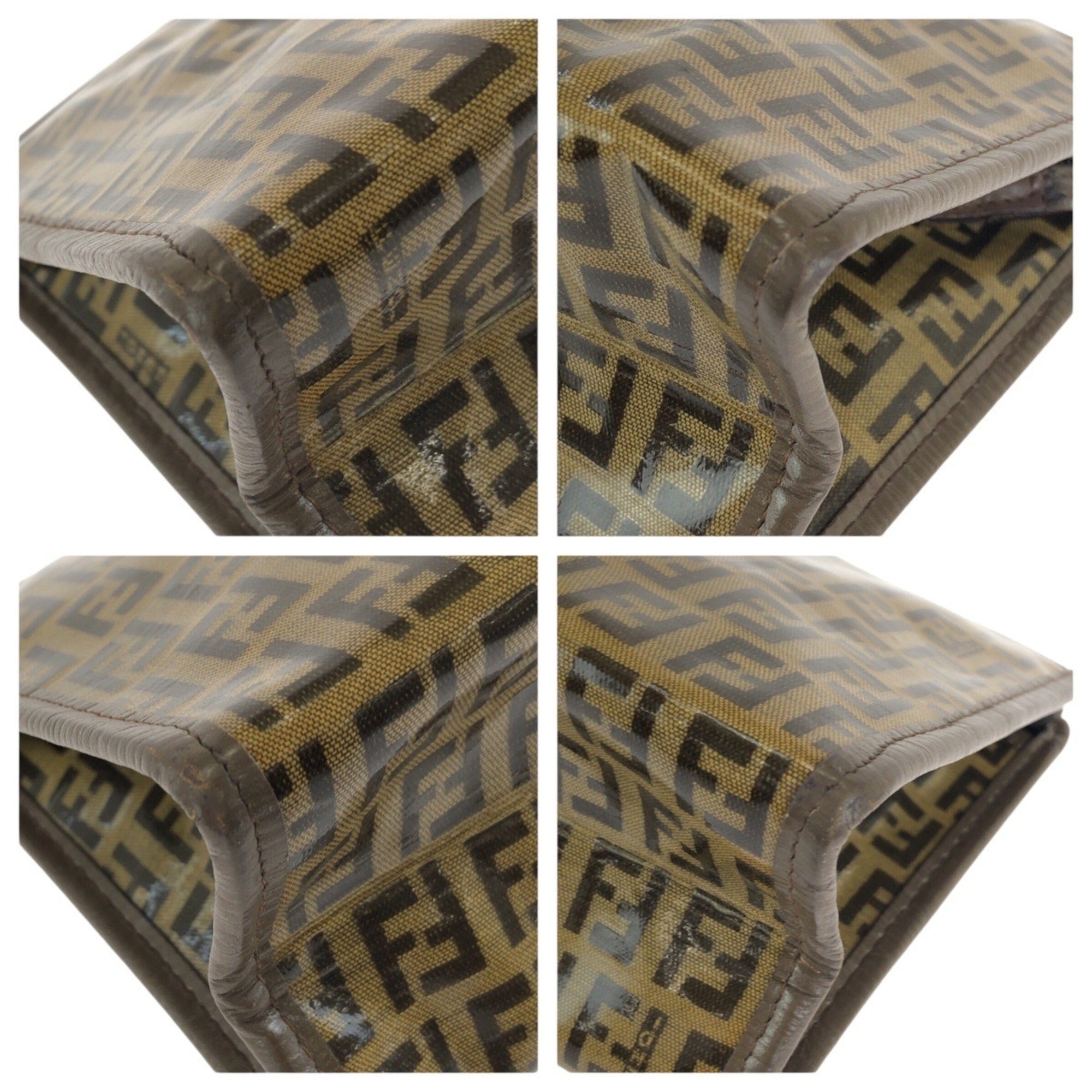 Fendi Brown Pvc Leather Clutch Bag (Pre-Owned)