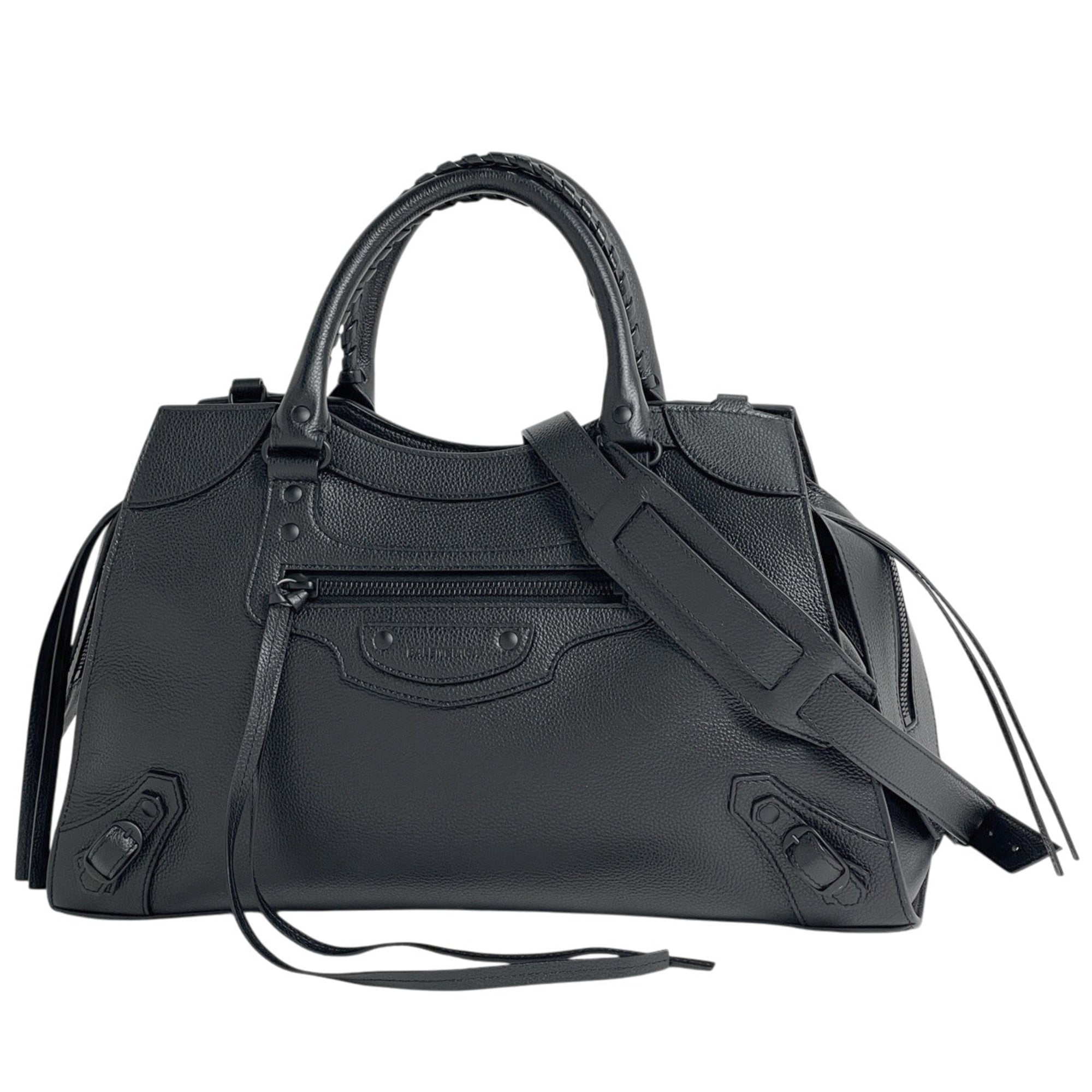 Balenciaga Black Leather Handbag Shoulder Bag (Pre-Owned)