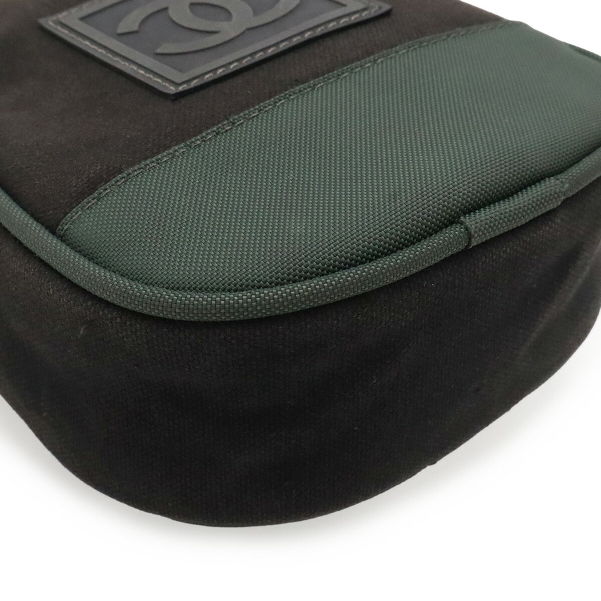 Chanel Sport Black Khaki Nylon Jacquard Shoulder Bag (Pre-Owned)