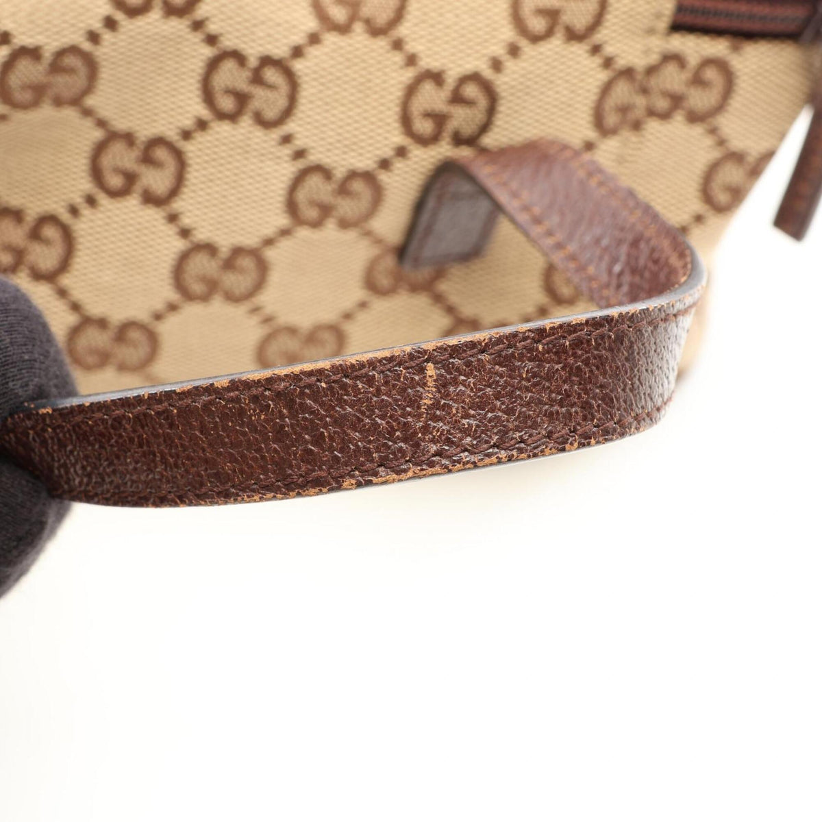Gucci Gg Canvas Beige Brown Gg Canvas Leather Handbag (Pre-Owned)