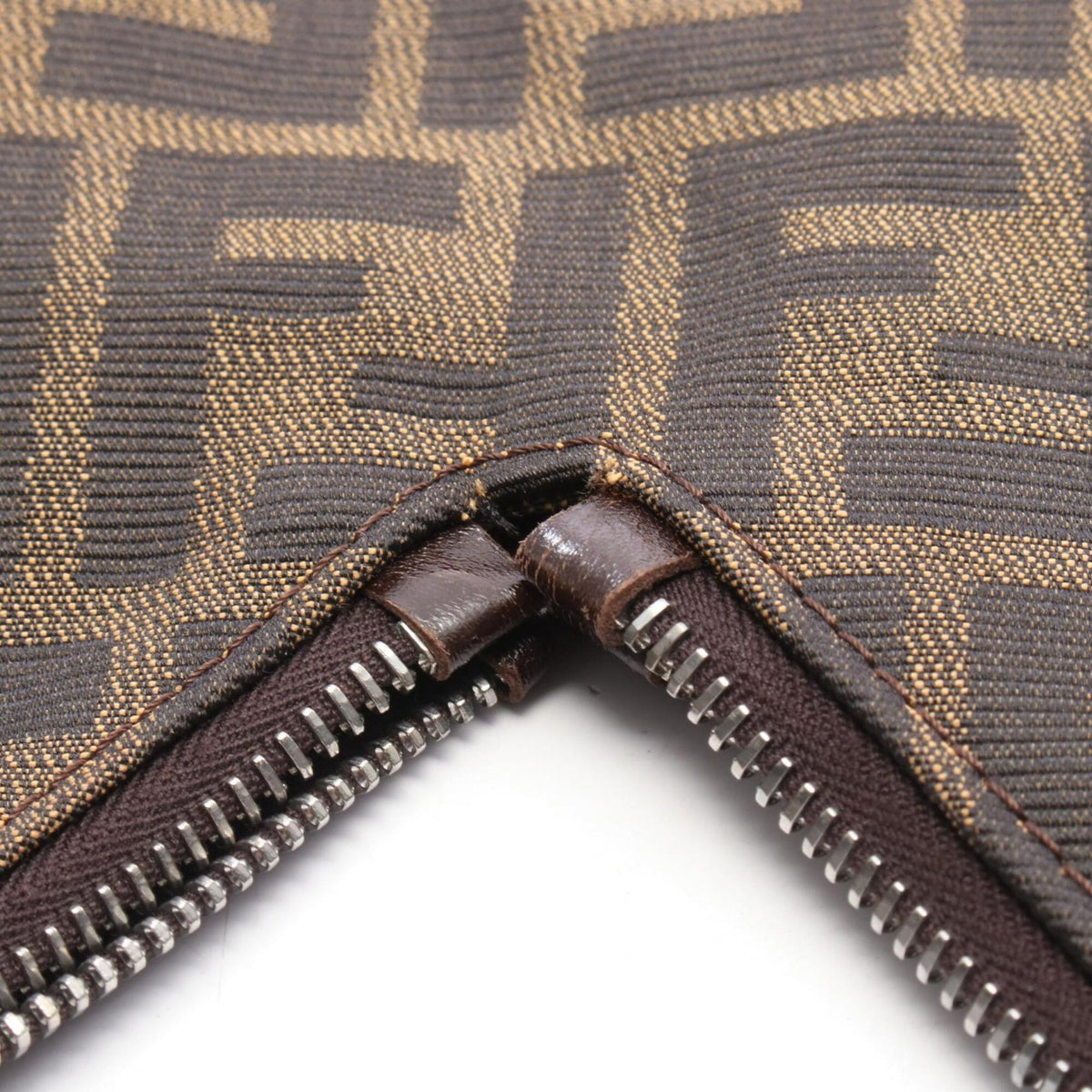 Fendi Brown Canvas Leather Handbag Shoulder Bag (Pre-Owned)