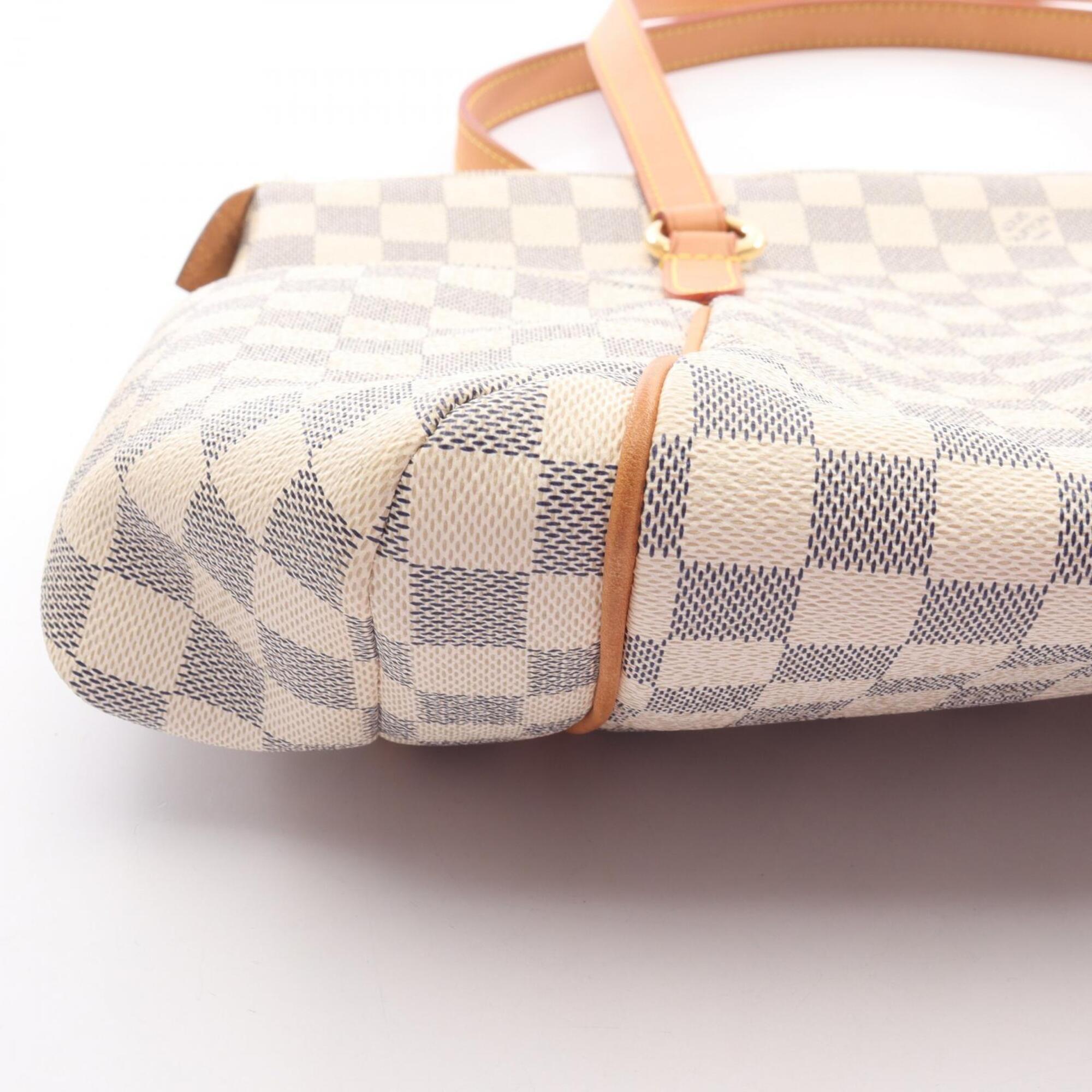Louis Vuitton White Coated Canvas Pvc Damier Azur Leather Handbag Tote Bag (Pre-Owned)