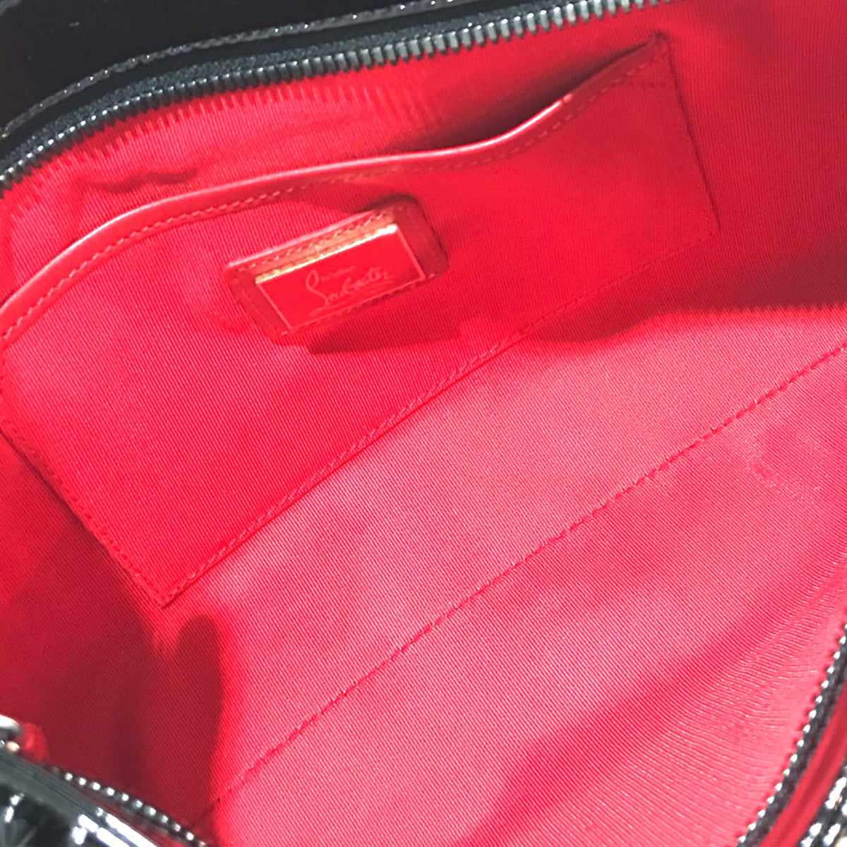 Christian Louboutin Black Patent Leather Clutch Bag Shoulder Bag (Pre-Owned)