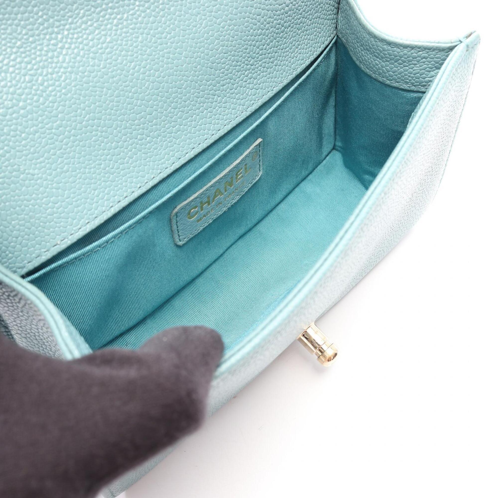 Chanel Blue Grained Calfskin Handbag Shoulder Bag (Pre-Owned)