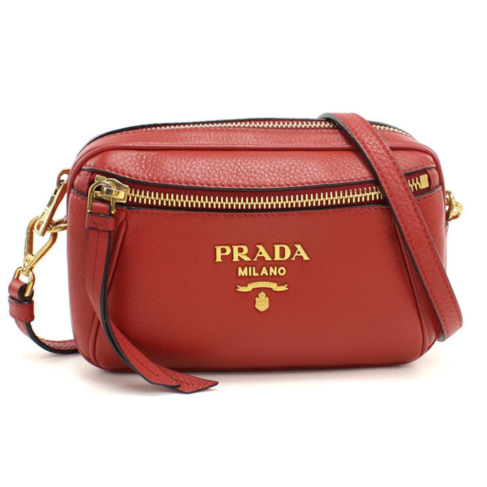 Prada Red Color Leather Shoulder Bag (Pre-Owned)