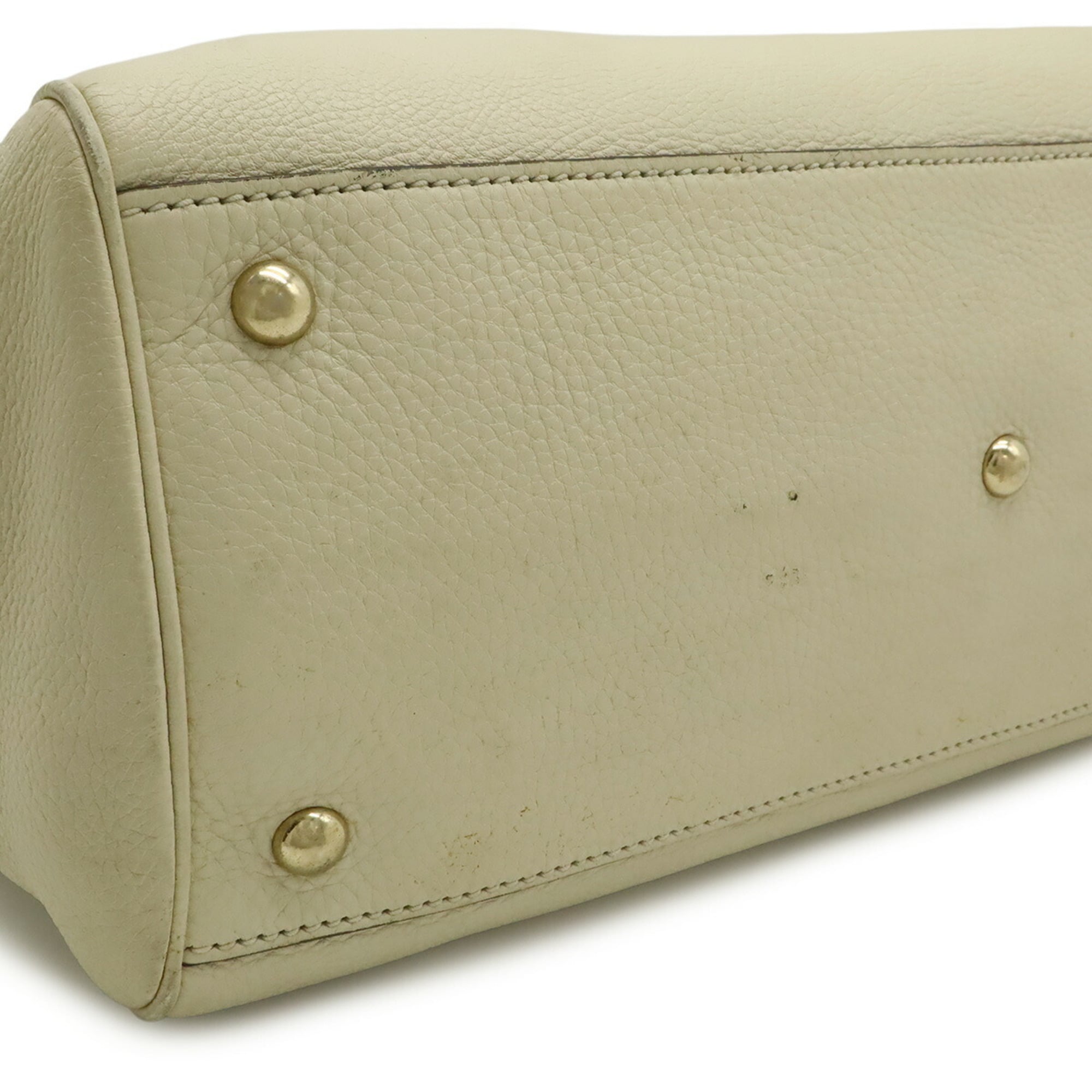 Gucci Light Beige Leather Bamboo Handbag Shoulder Bag Tote Bag (Pre-Owned)