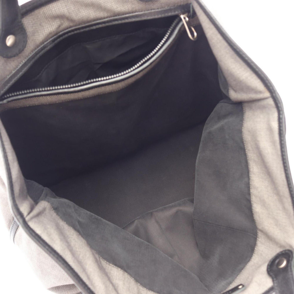 Bottega Veneta Black Gray Canvas Leather Handbag (Pre-Owned)