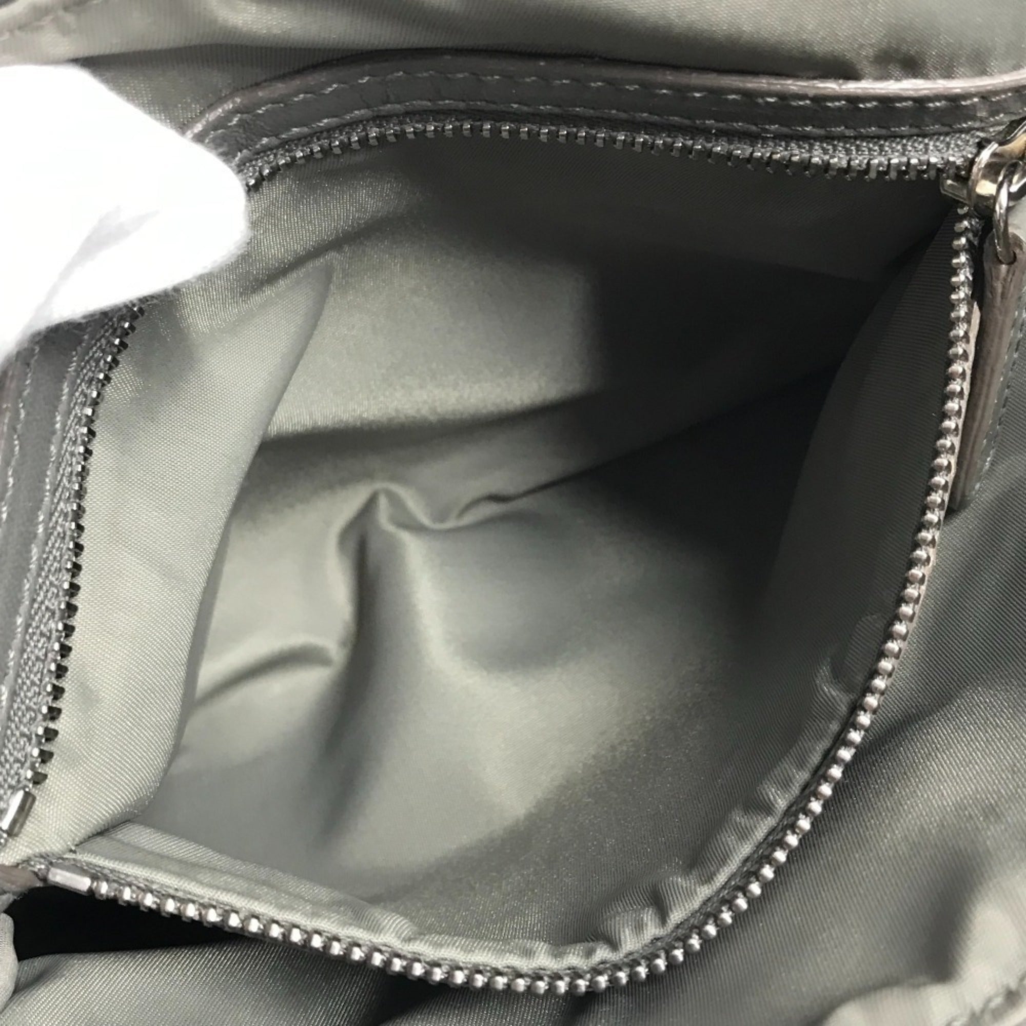 Christian Dior Gray Nylon Leather Pochette Shoulder Bag (Pre-Owned)