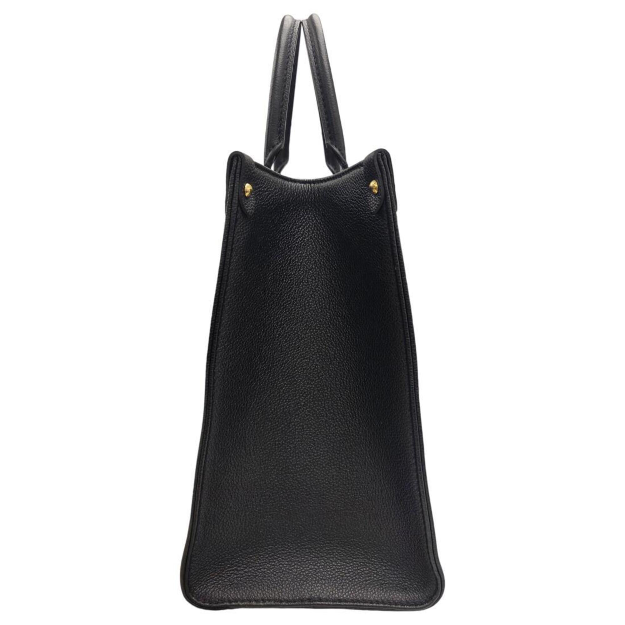 Louis Vuitton Beige Black Leather Handbag Tote Bag (Pre-Owned)