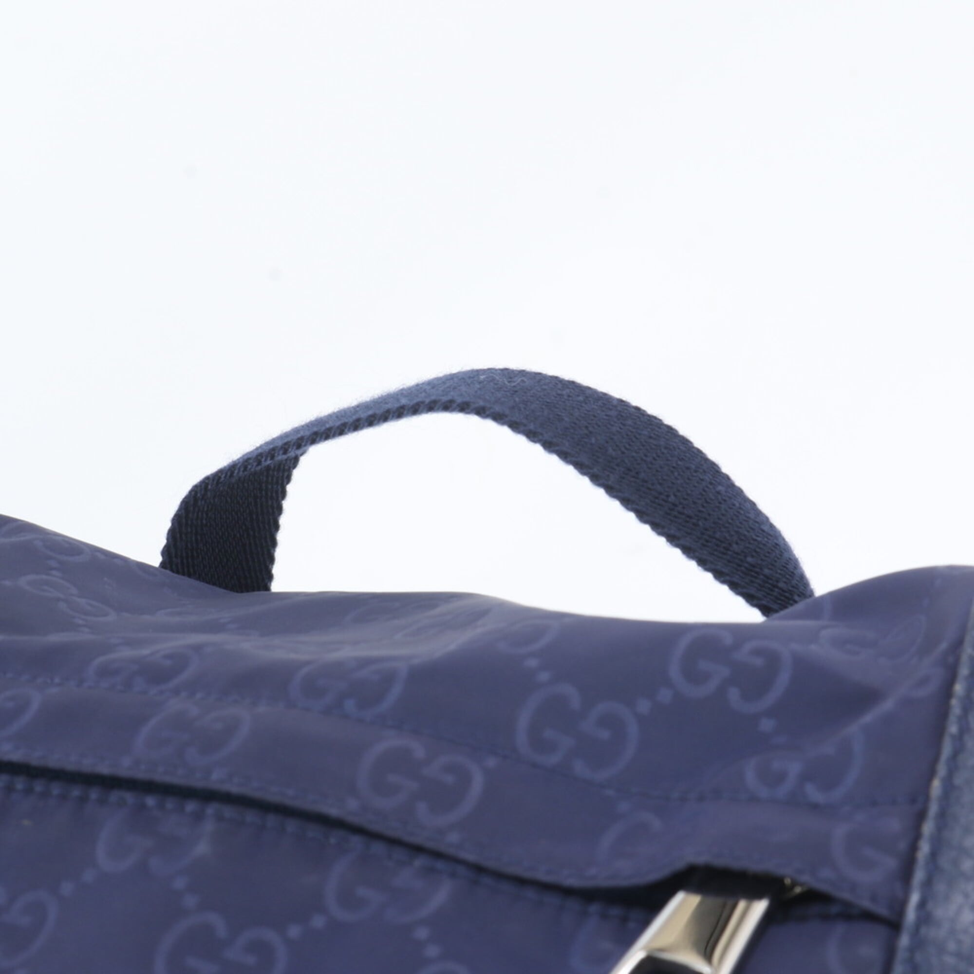 Gucci Blue Leather Nylon Backpack Shoulder Bag (Pre-Owned)