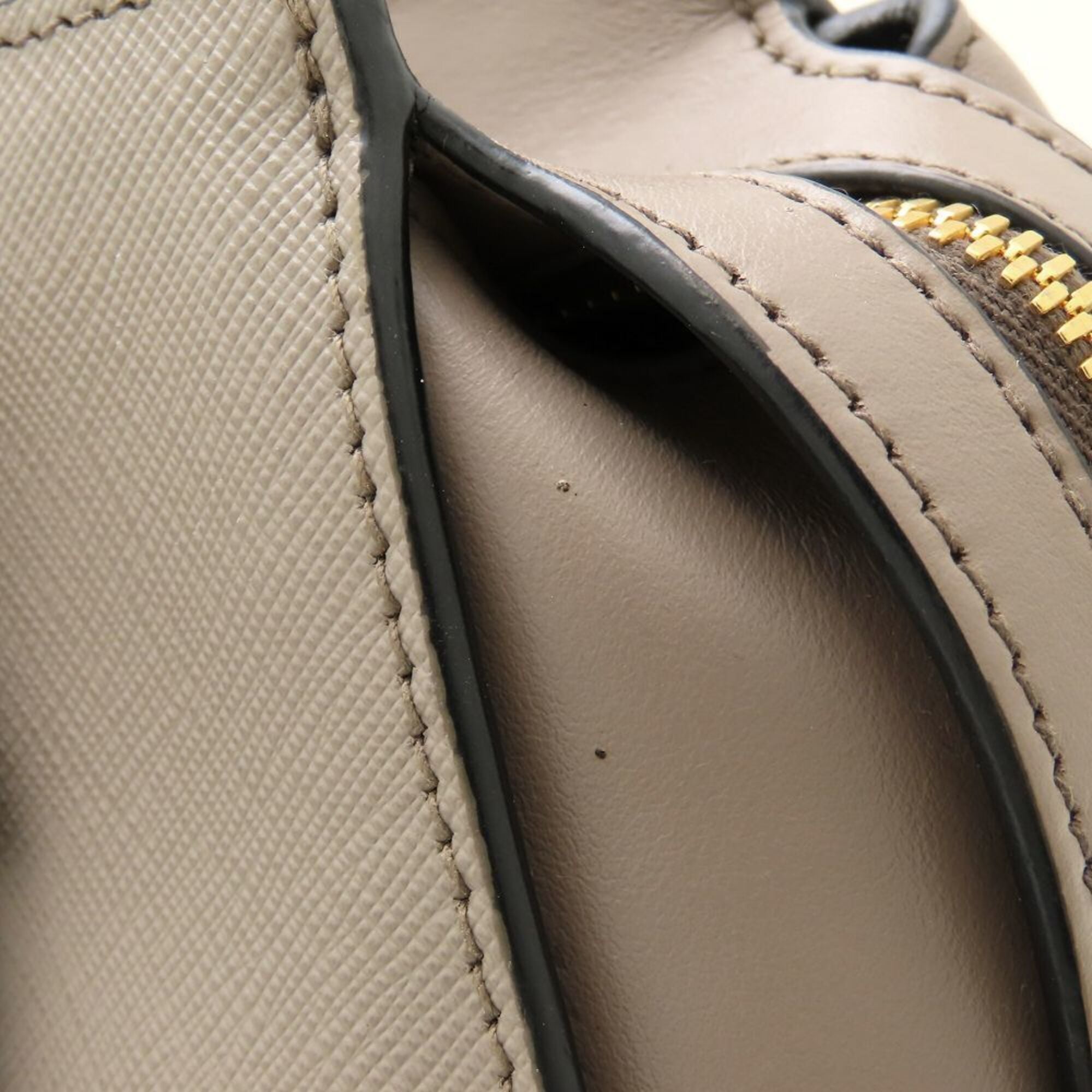 Prada Grayish Saffiano Triangle Leather Shoulder Bag (Pre-Owned)