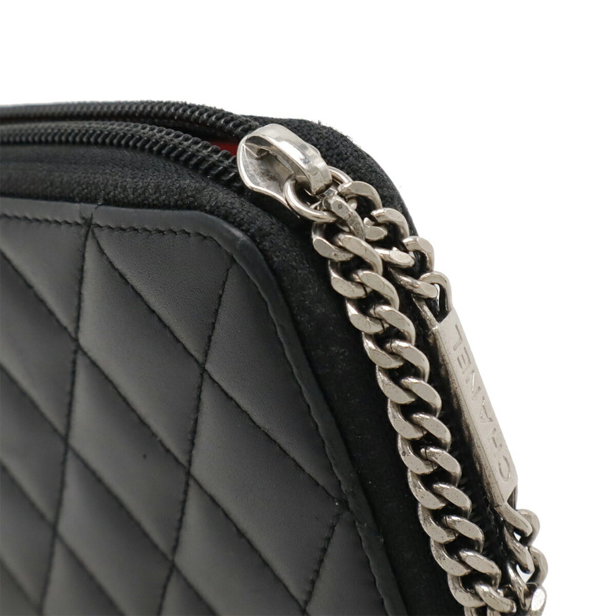 Chanel Black Pink Leather Long Wallet (Bi-Fold) (Pre-Owned)
