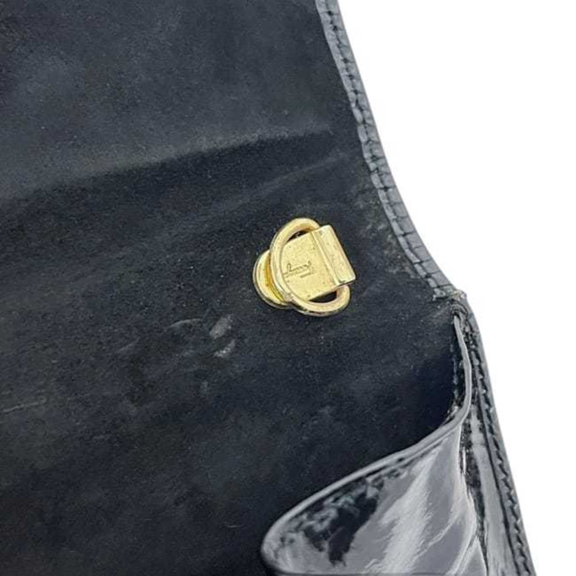 Salvatore Ferragamo Vara Black Patent Leather Shoulder Bag (Pre-Owned)