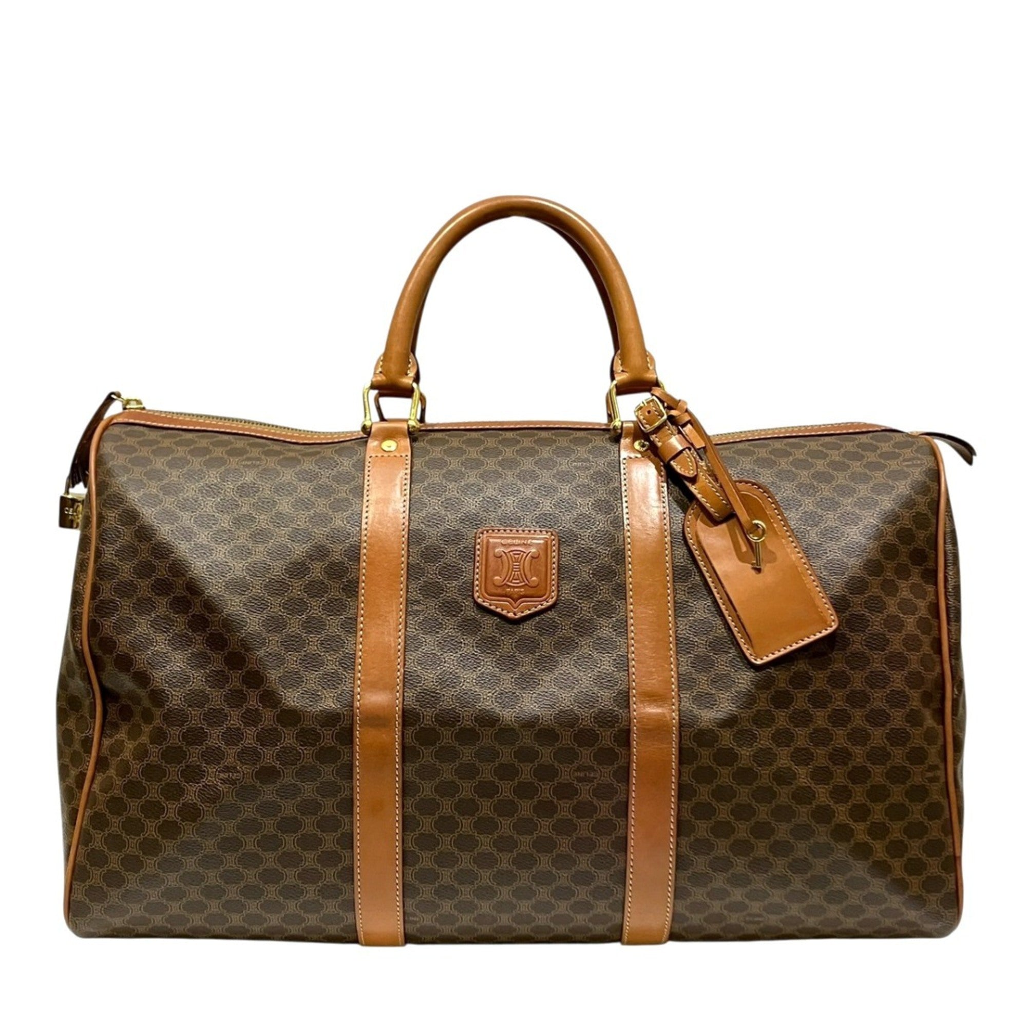 Celine Macadam Brown Leather Boston Bag (Pre-Owned)
