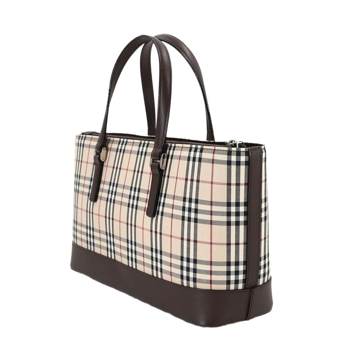 Burberry Beige Brown Canvas Leather Handbag (Pre-Owned)